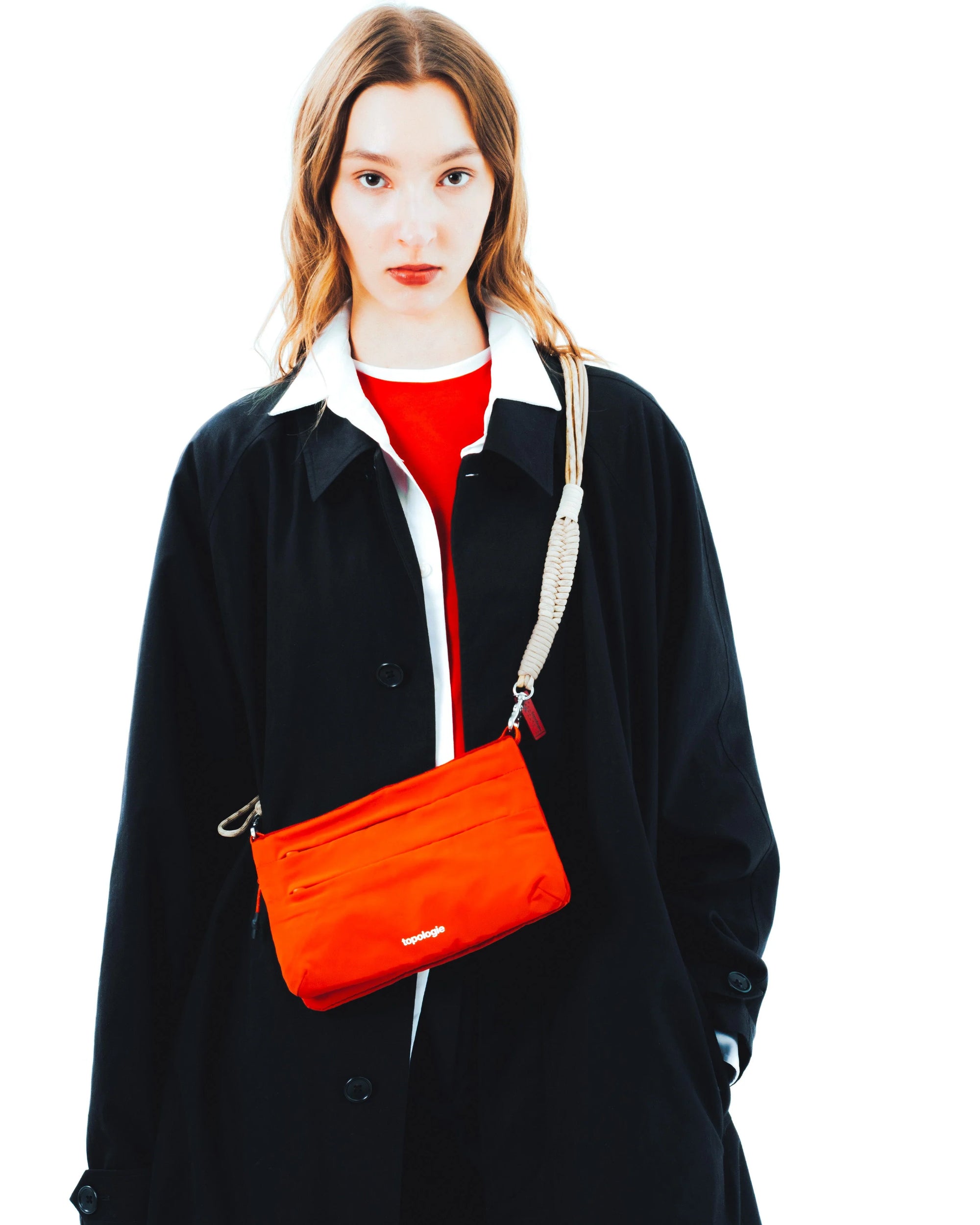 TOPOLOGIE - FLAT SACOCHE SMALL TOPOLOGIE RED TECH SATEEN