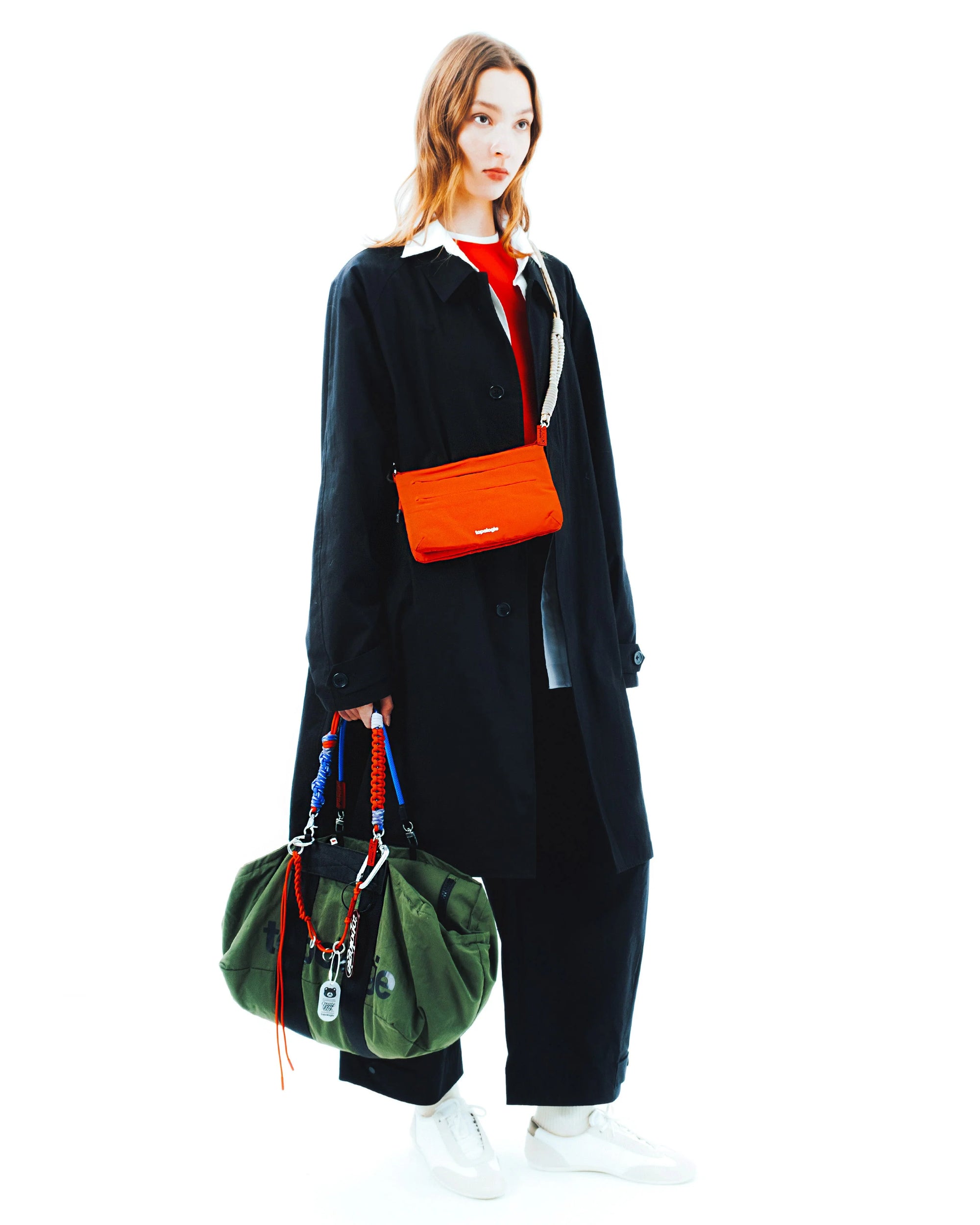 TOPOLOGIE - FLAT SACOCHE SMALL TOPOLOGIE RED TECH SATEEN