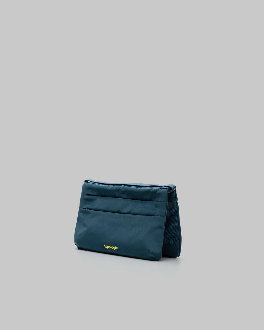 FLAT SACOCHE PICCOLA BLU PETROLIO TECH SATEEN