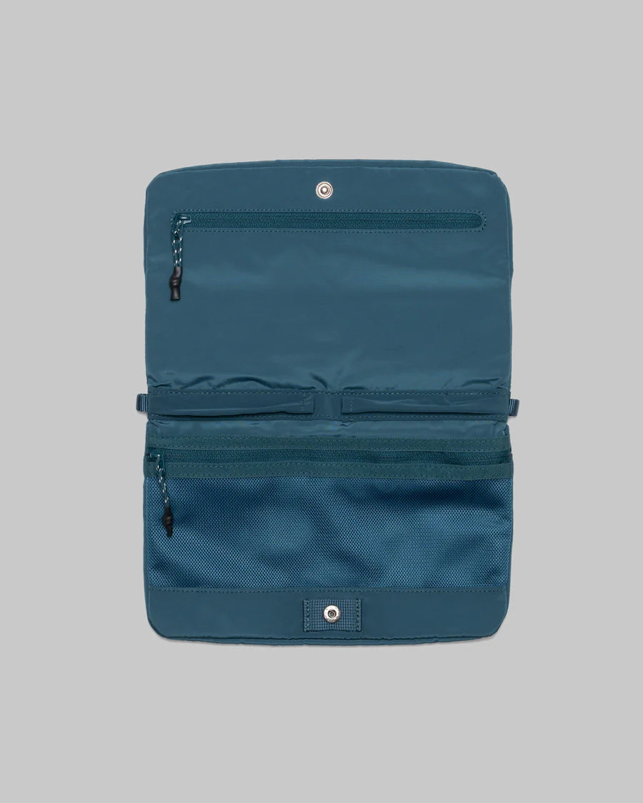 FLAT SACOCHE PICCOLA BLU PETROLIO TECH SATEEN