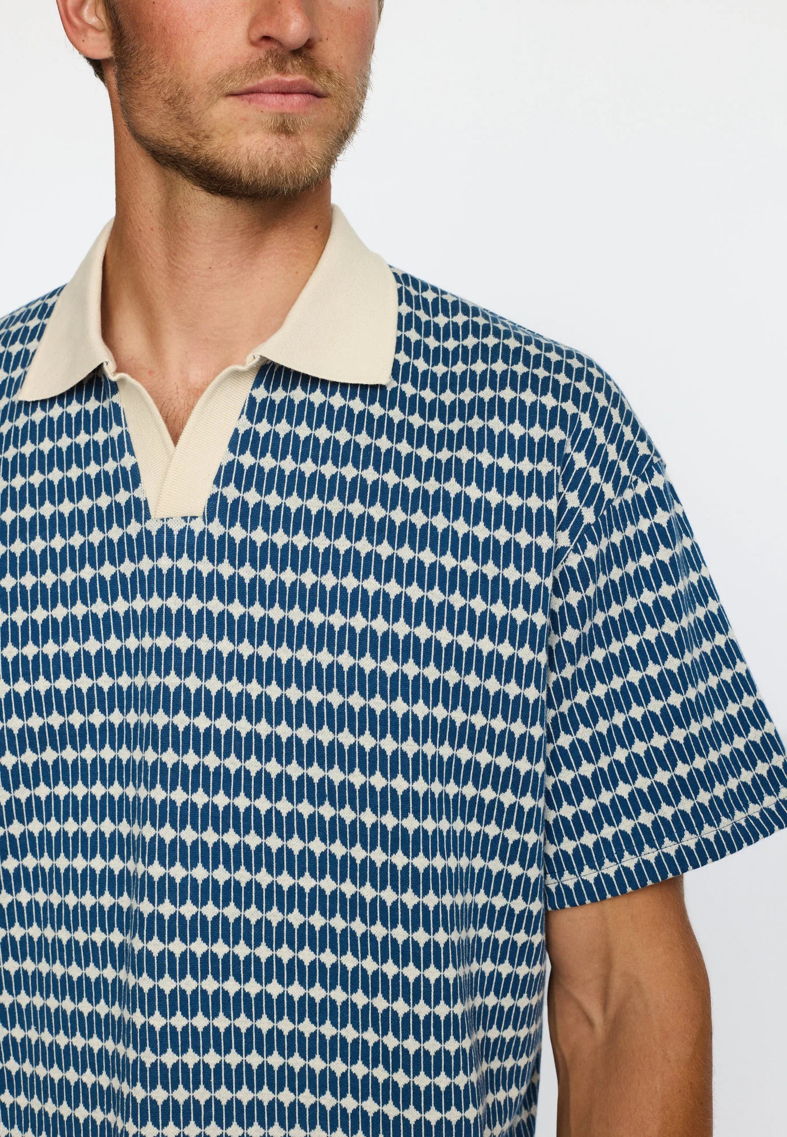 CAMICIA POLO A MANICHE CORTE IN COTONE NAVY