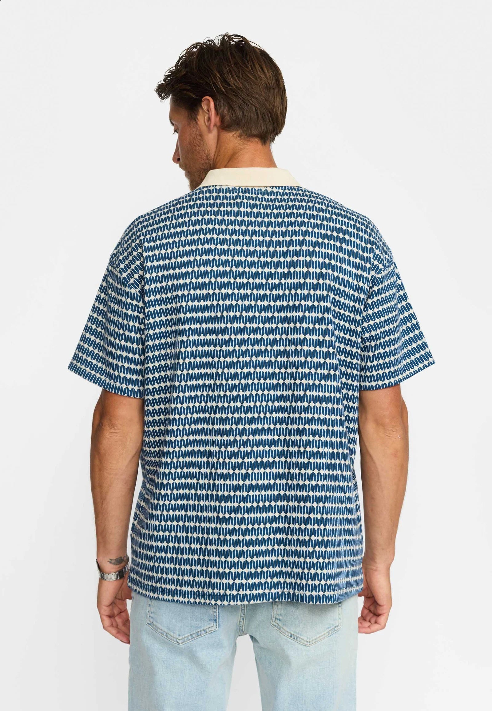 CAMICIA POLO A MANICHE CORTE IN COTONE NAVY