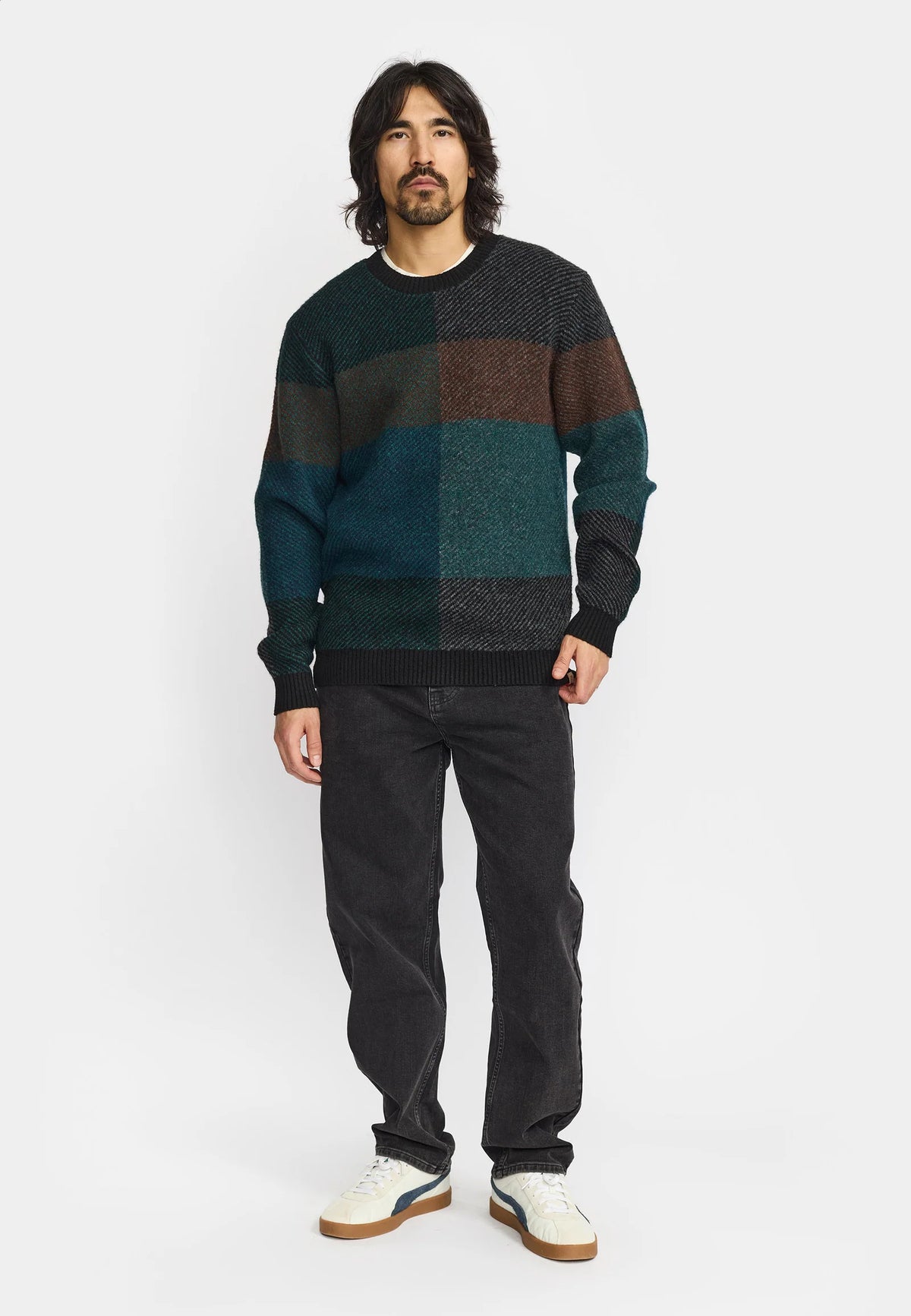 MAGLIONE GIROCOLLO A SCACCHI NERO