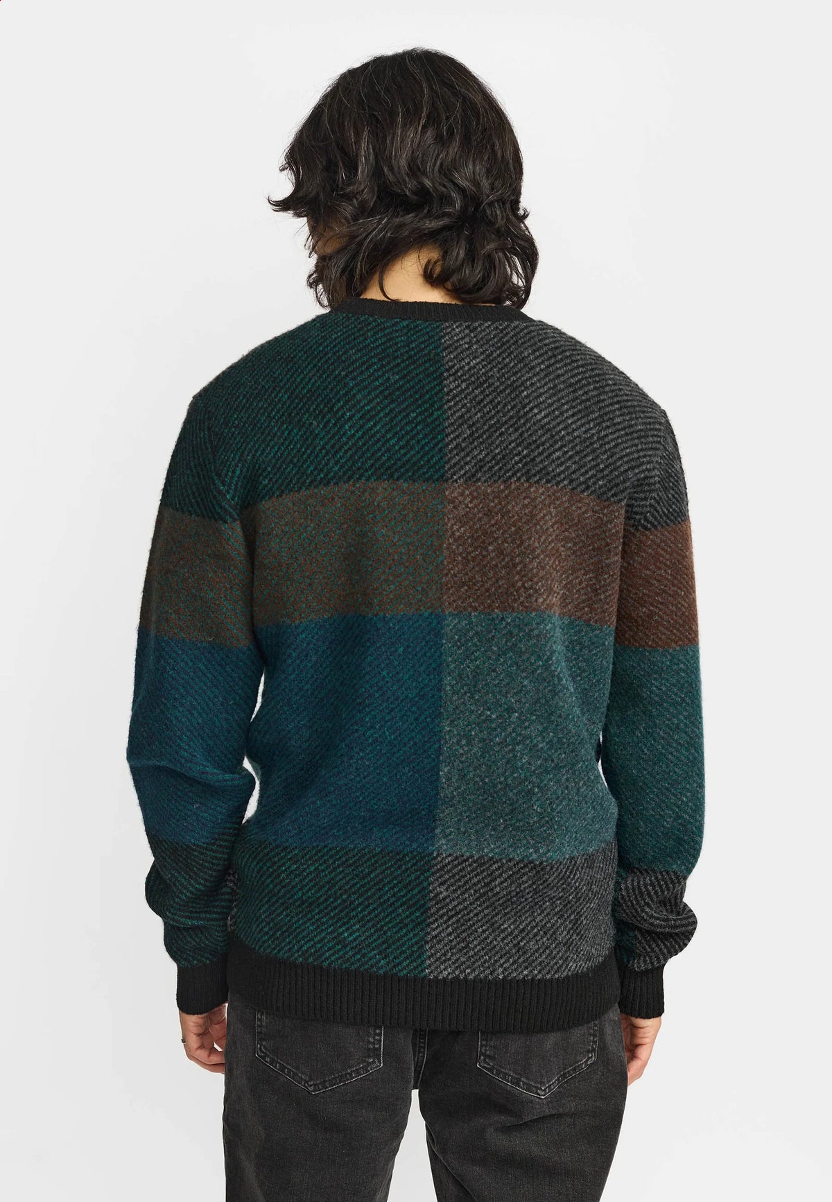 MAGLIONE GIROCOLLO A SCACCHI NERO