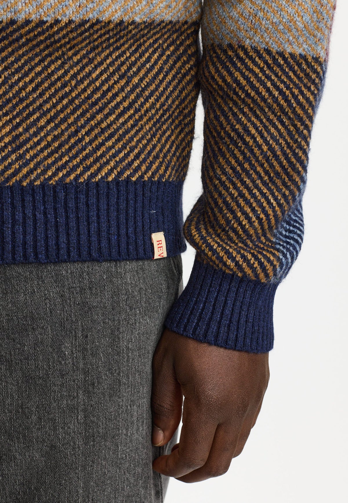 MAGLIONE GIROCOLLO A SCACCHI BLU