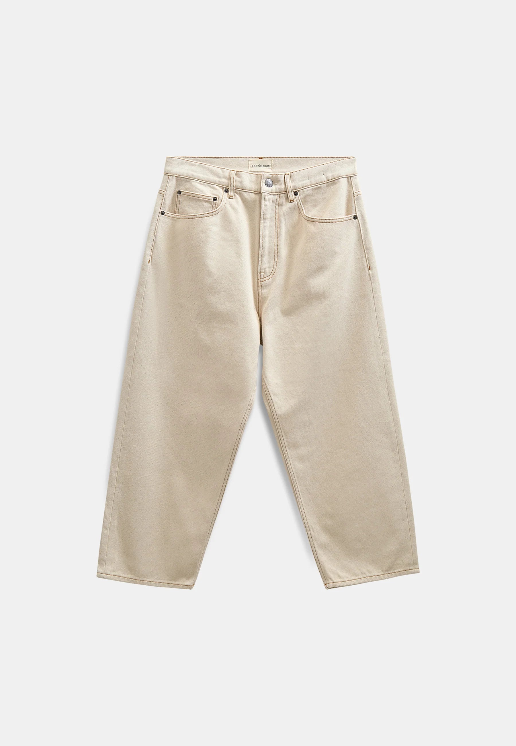 JEANS CROP IN COTONE ECRU