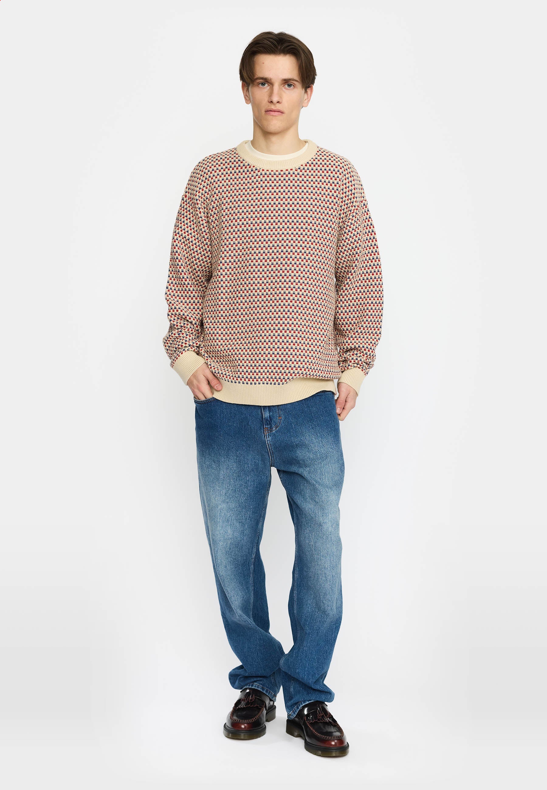 MAGLIONE GIROCOLLO IN COTONE ROSSO
