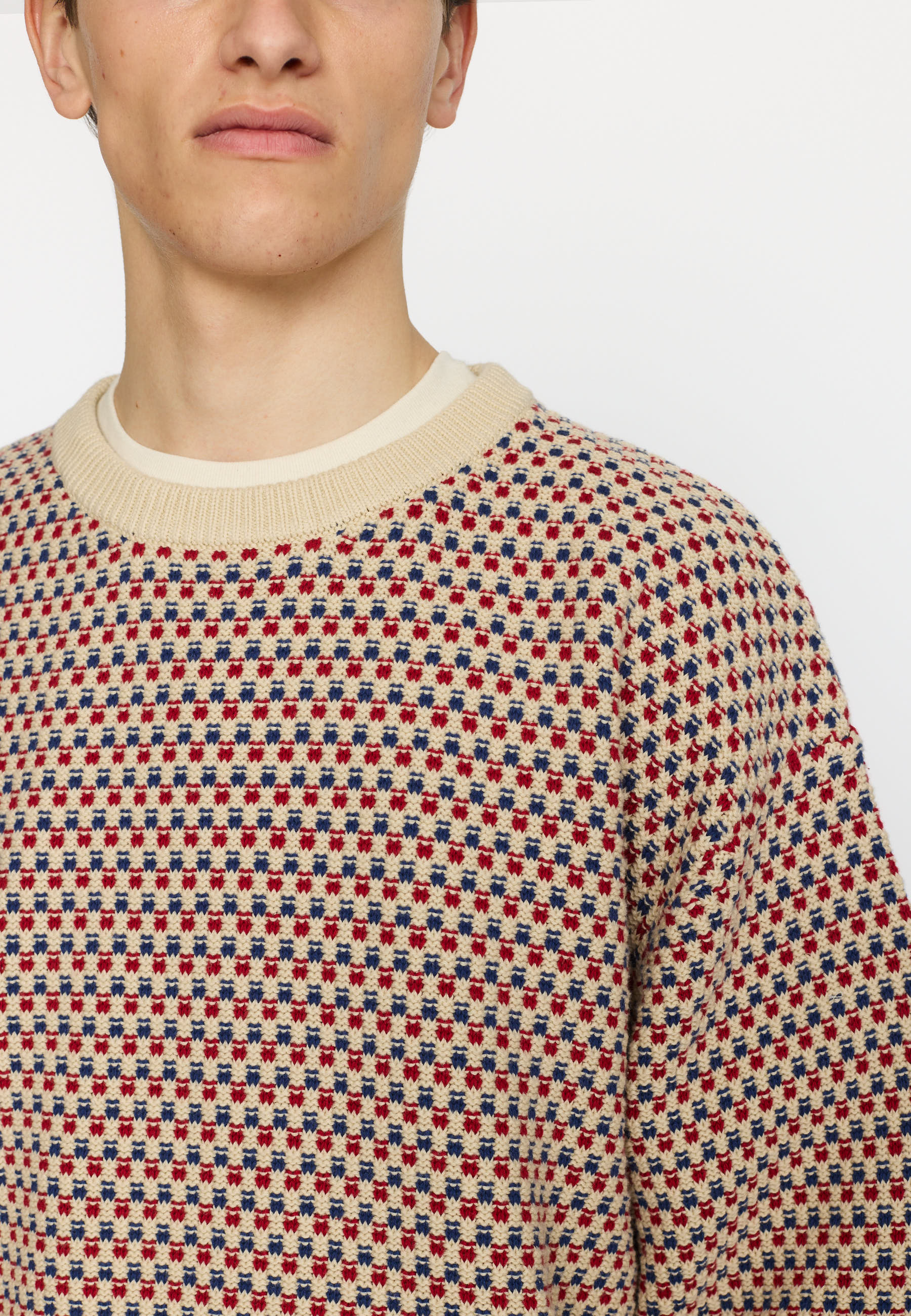 MAGLIONE GIROCOLLO IN COTONE ROSSO