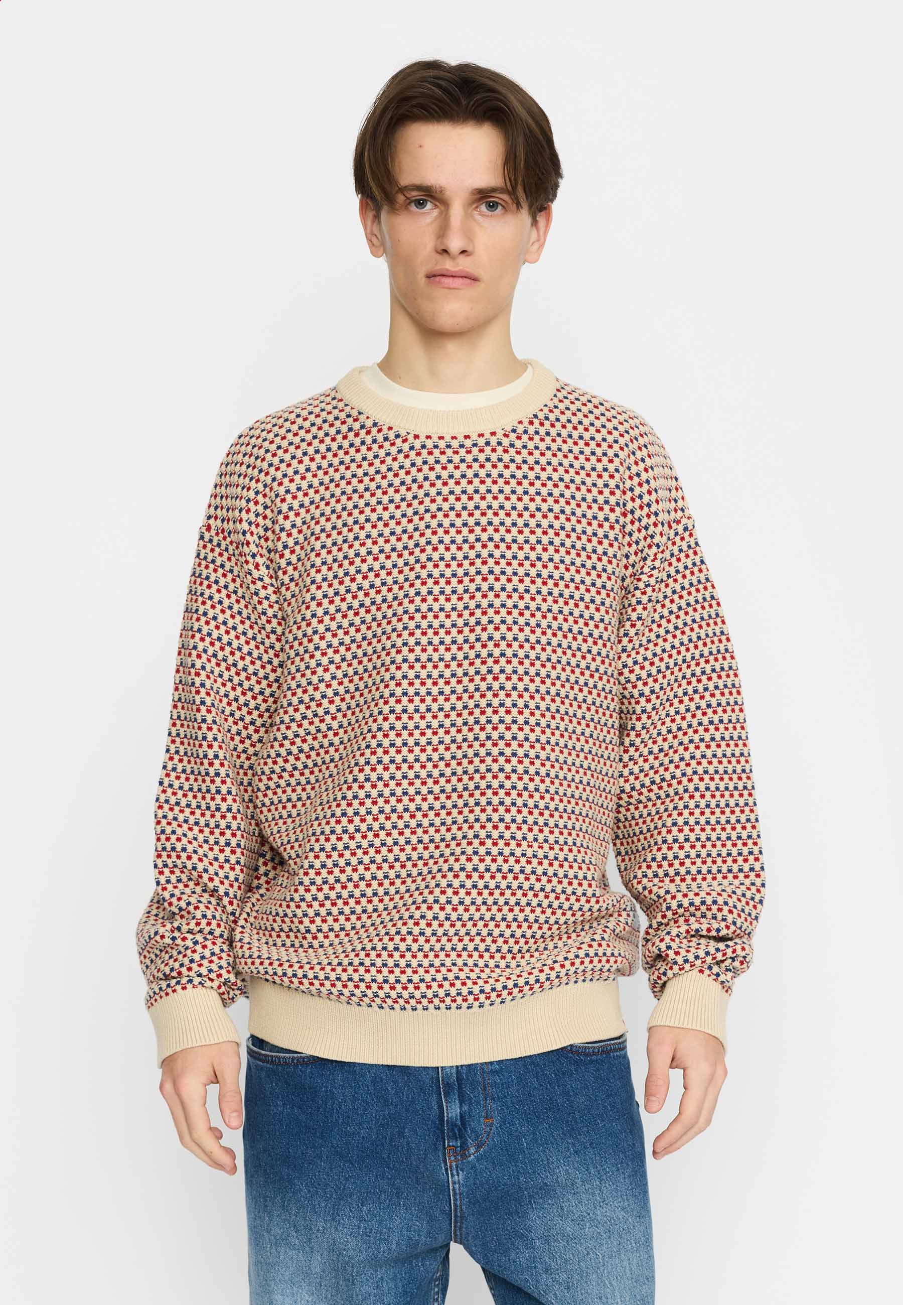 MAGLIONE GIROCOLLO IN COTONE ROSSO