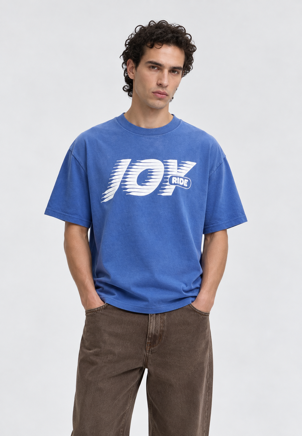 T-SHIRT VINTAGE FIT IN COTONE BLU