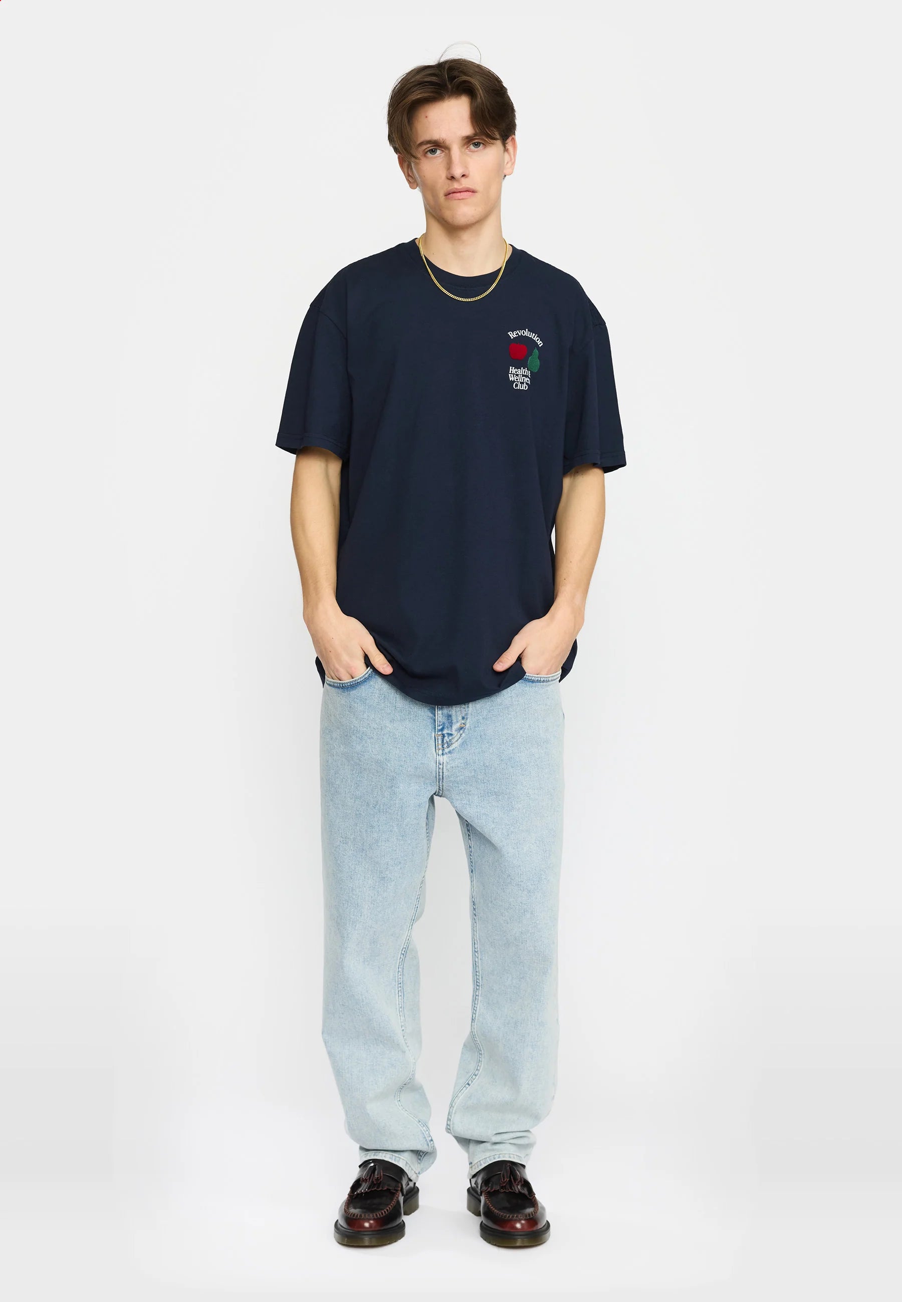 T-SHIRT TAGLIO AMPIO IN COTONE BLU NAVY