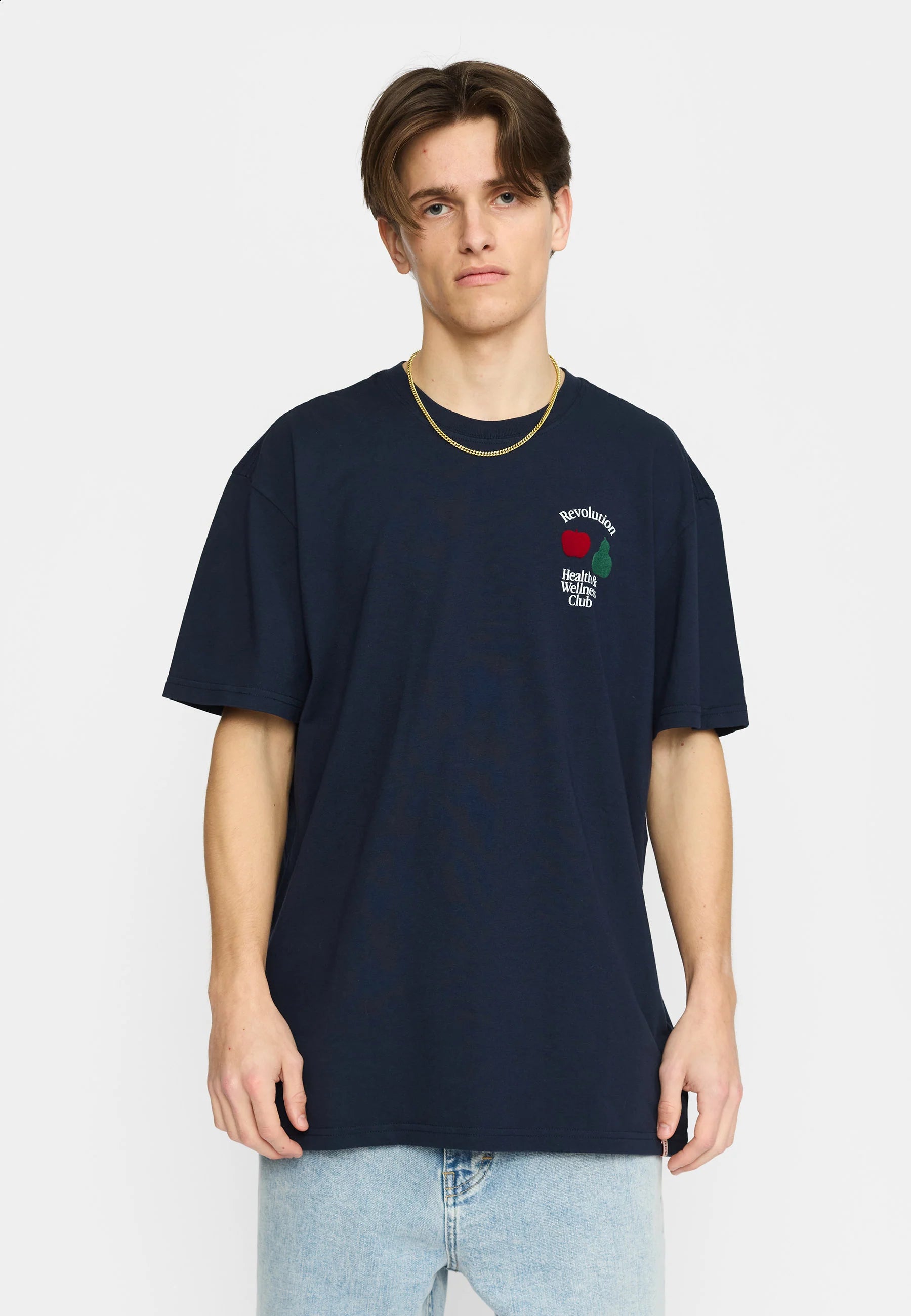 T-SHIRT TAGLIO AMPIO IN COTONE BLU NAVY