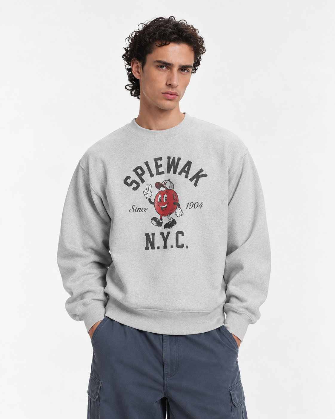 FELPA REGULR FIT APPLE NYC IN COTONE GRIGIO