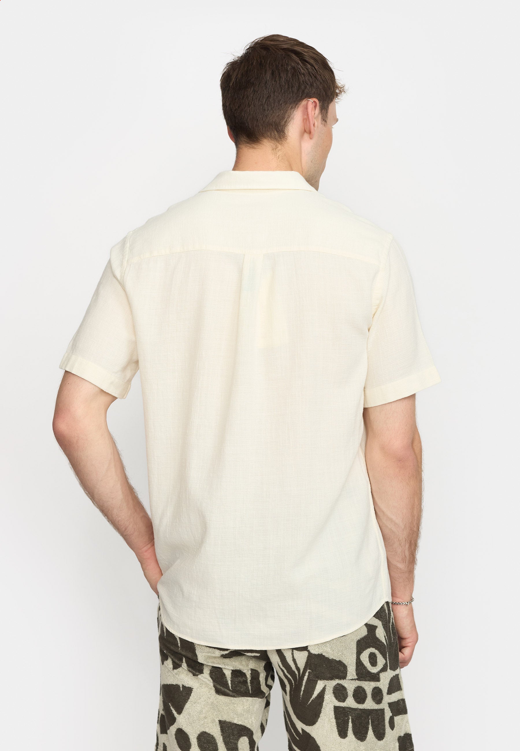 CAMICIA A MANICHE CORTE IN COTONE OFFWHITE