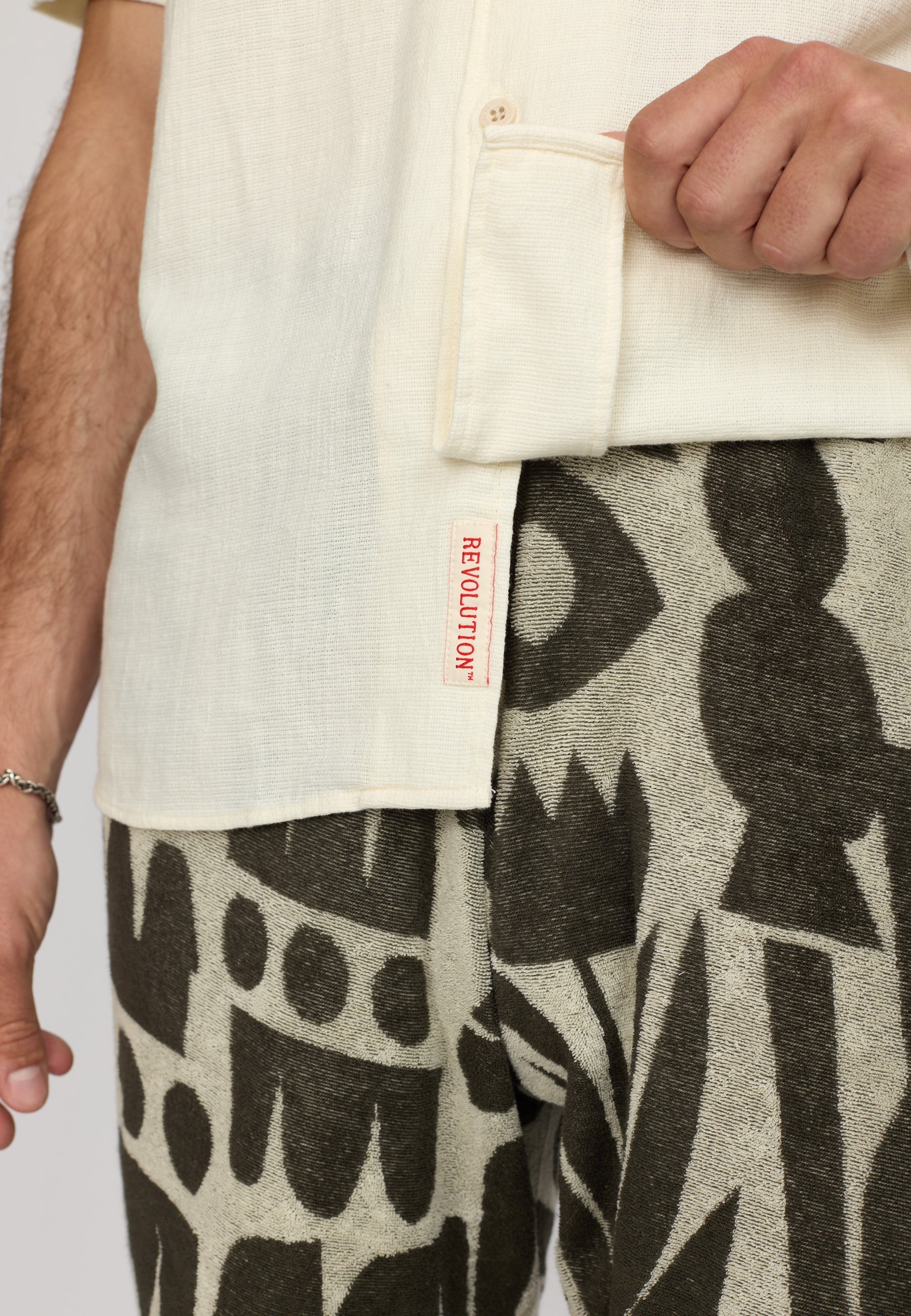 CAMICIA A MANICHE CORTE IN COTONE OFFWHITE