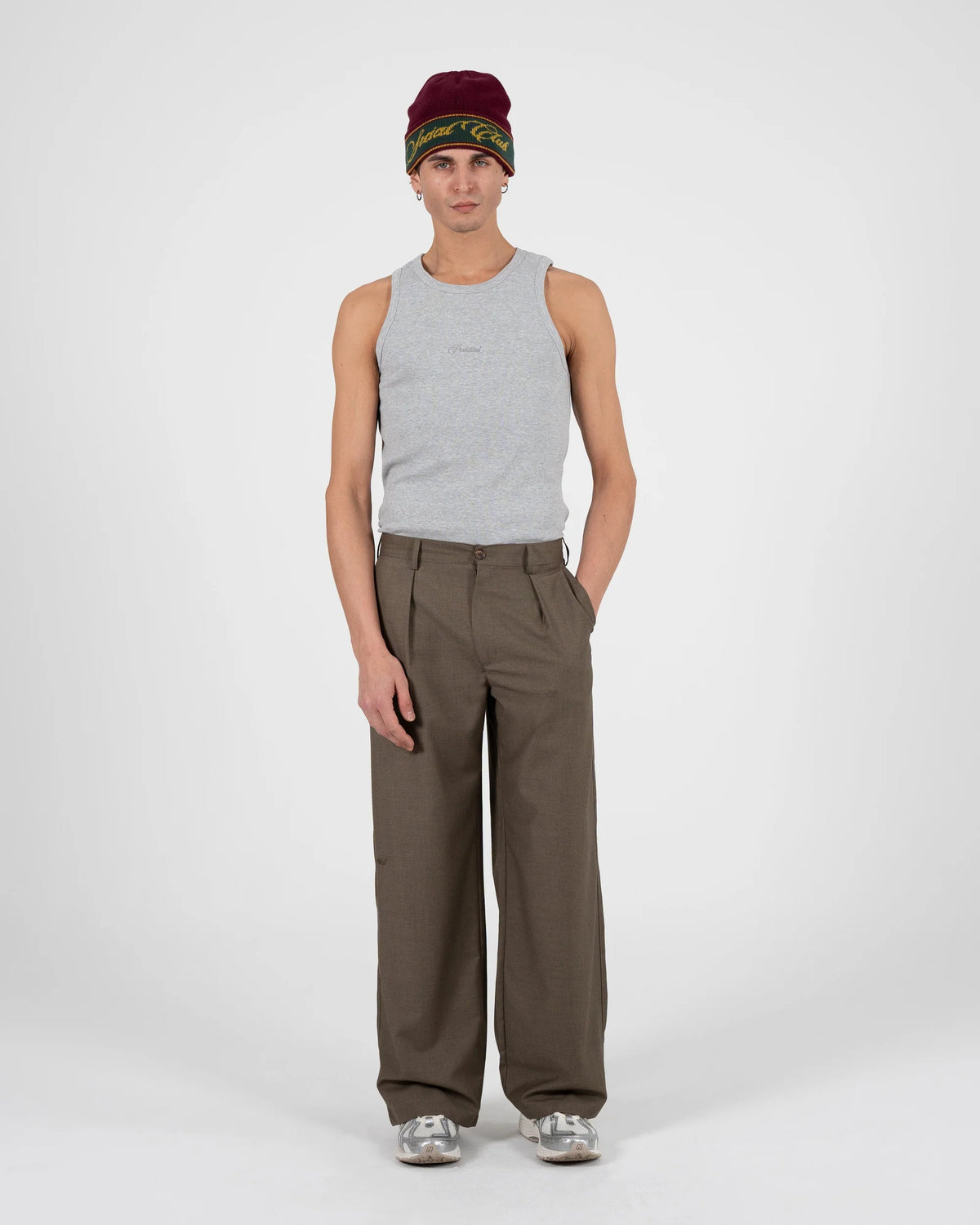 PANTALONE REGULAR FIT IN COTONE VERDE KHAKI