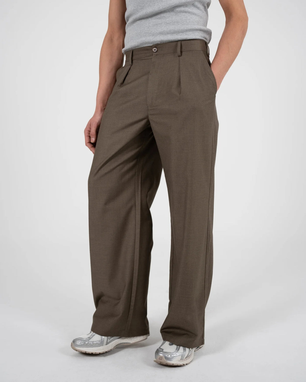 PANTALONE REGULAR FIT IN COTONE VERDE KHAKI