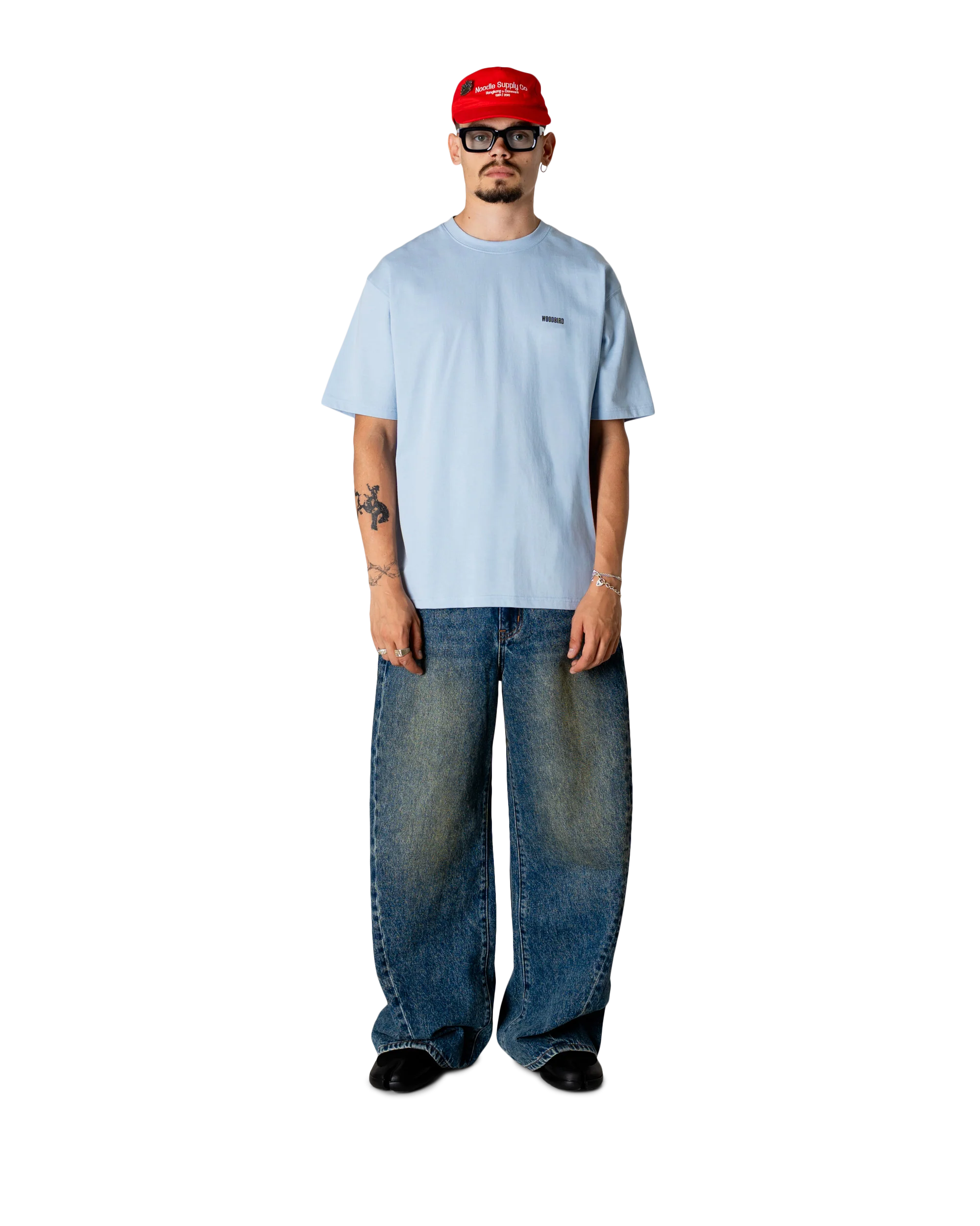 T-SHIRT CASUAL FIT IN COTONE BLU DUSTY