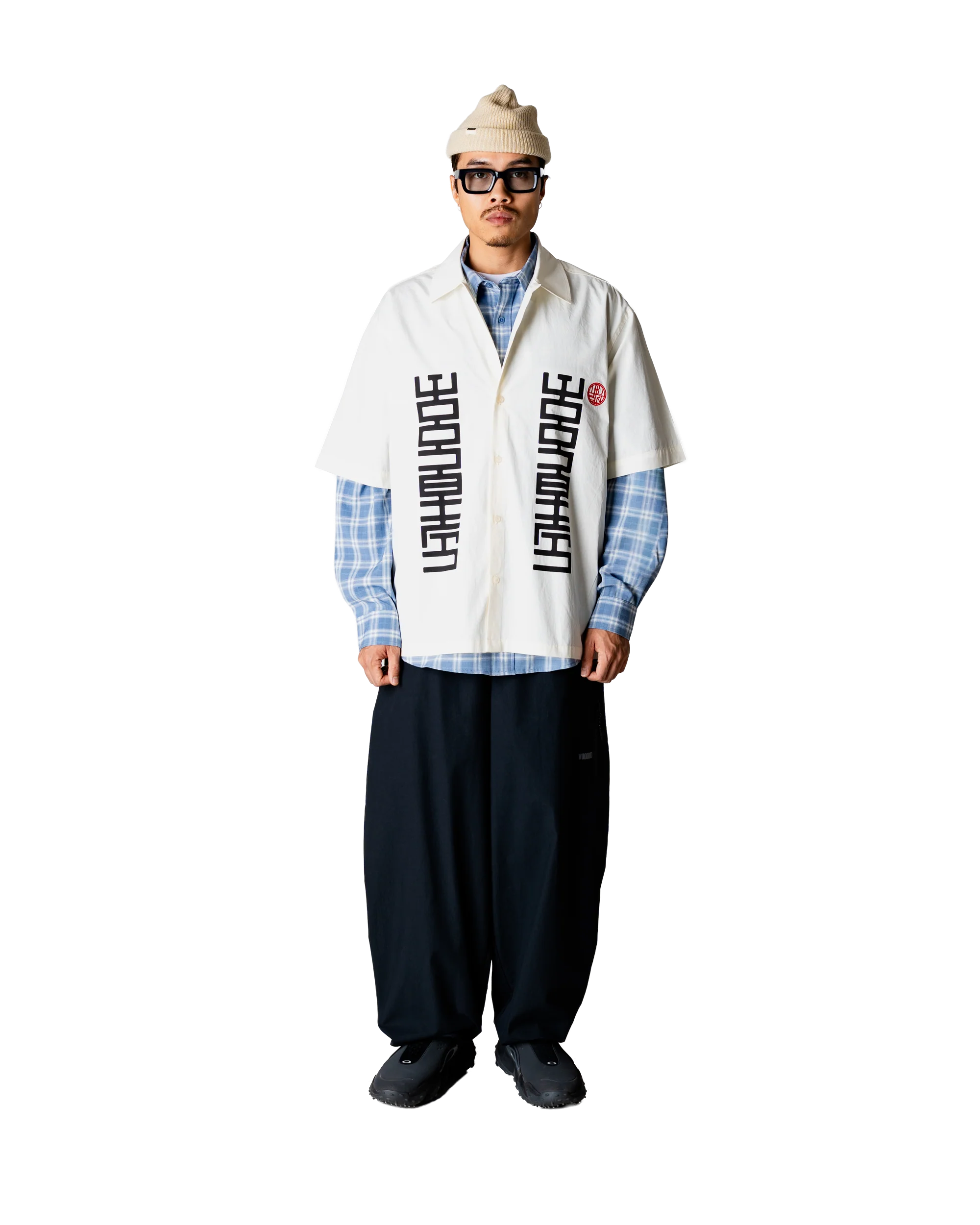 CAMICIA A MANICHE CORTE IN COTONE OFF WHITE