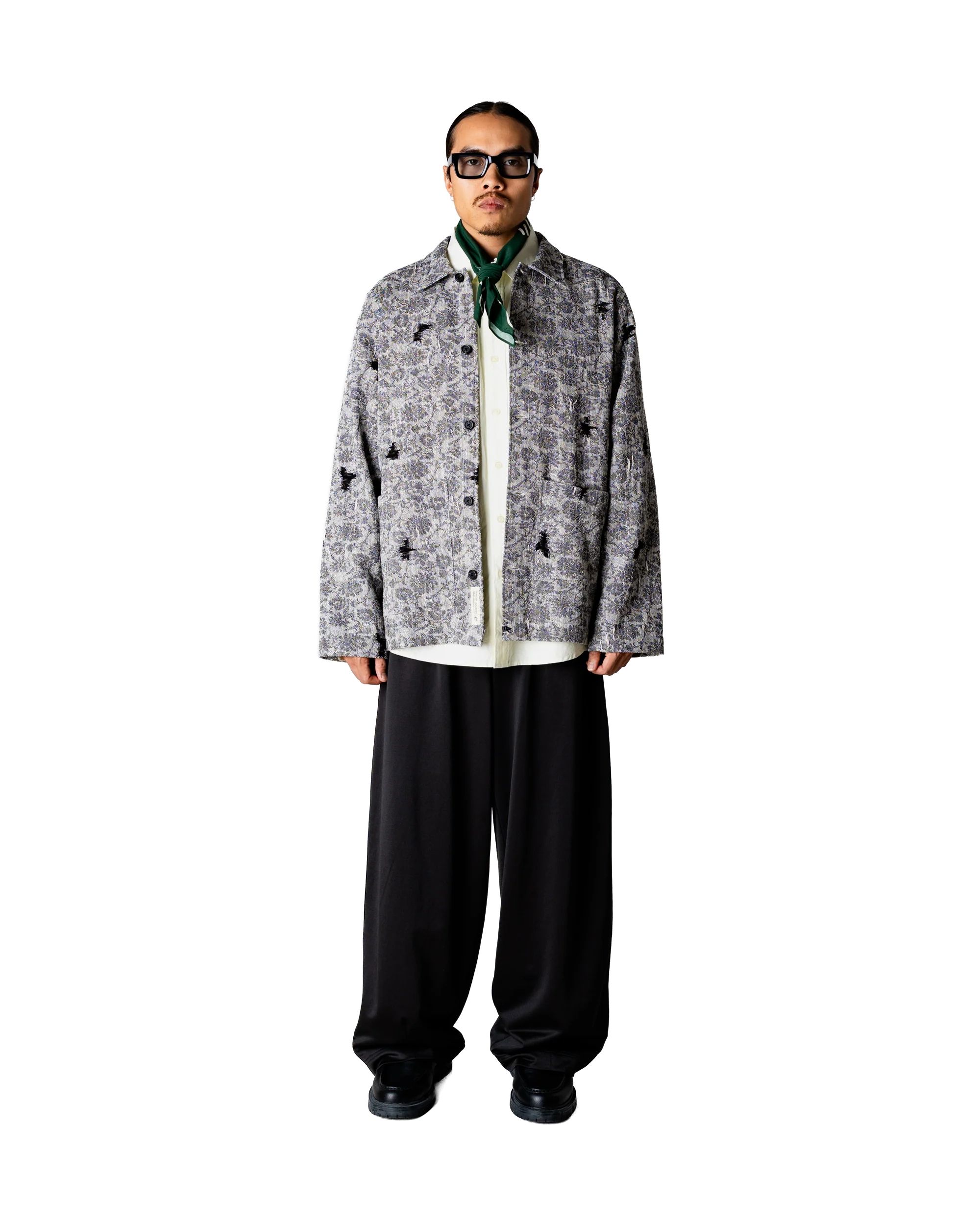 OVERSHIRT OVERSIZE IN COTONE GRIGIO E NERO