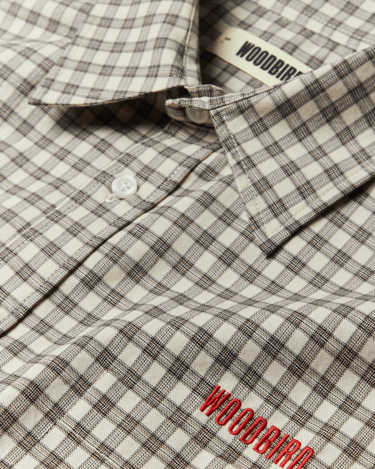 CAMICIA A QUADRI CON RICAMO IN COTONE OFF WHITE