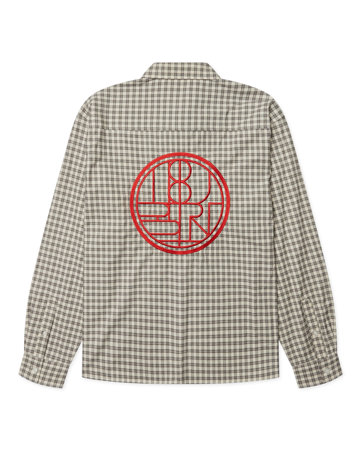 CAMICIA A QUADRI CON RICAMO IN COTONE OFF WHITE