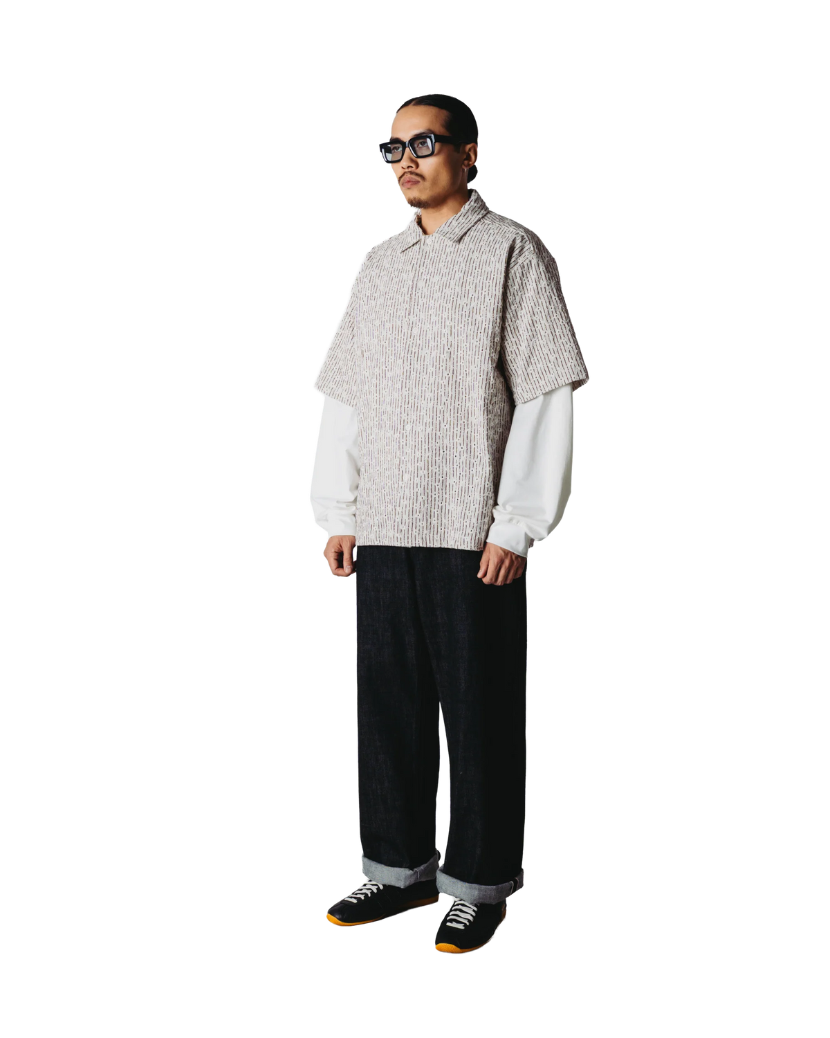 JEANS LOOSE TAPERED FIT IN COTONE NERO