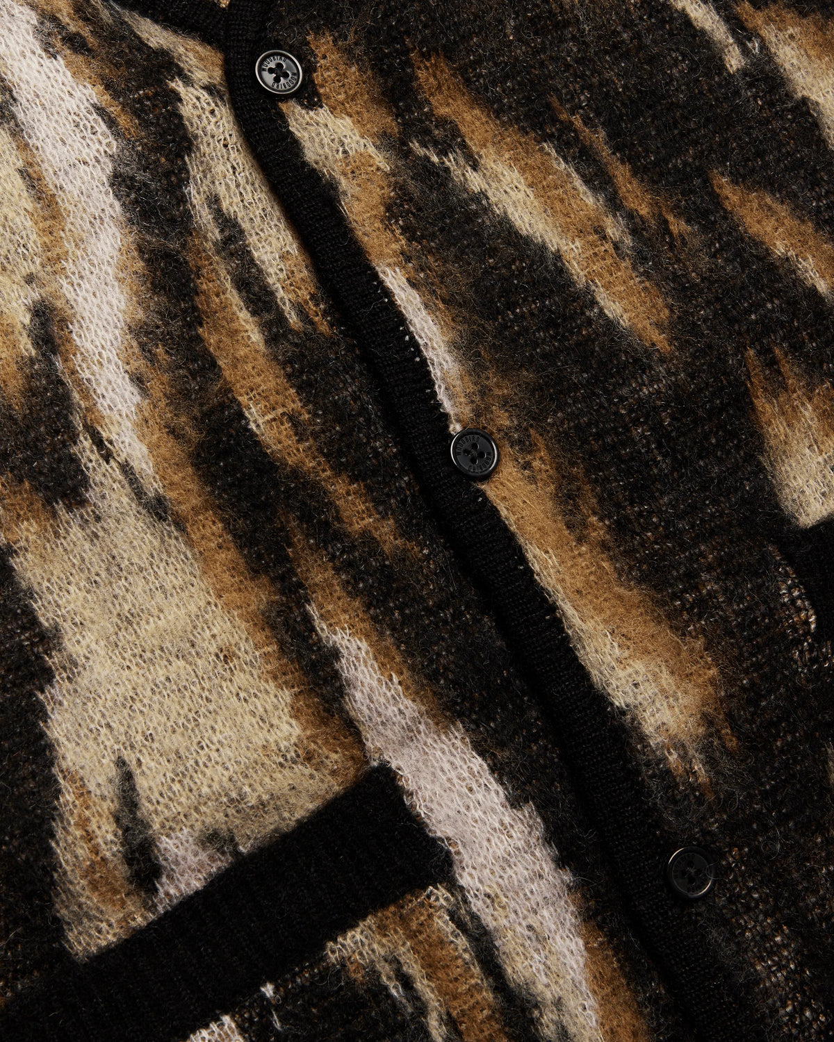 CARDIGAN LOOSE FIT IN MAGLIA SABBIA E NERO