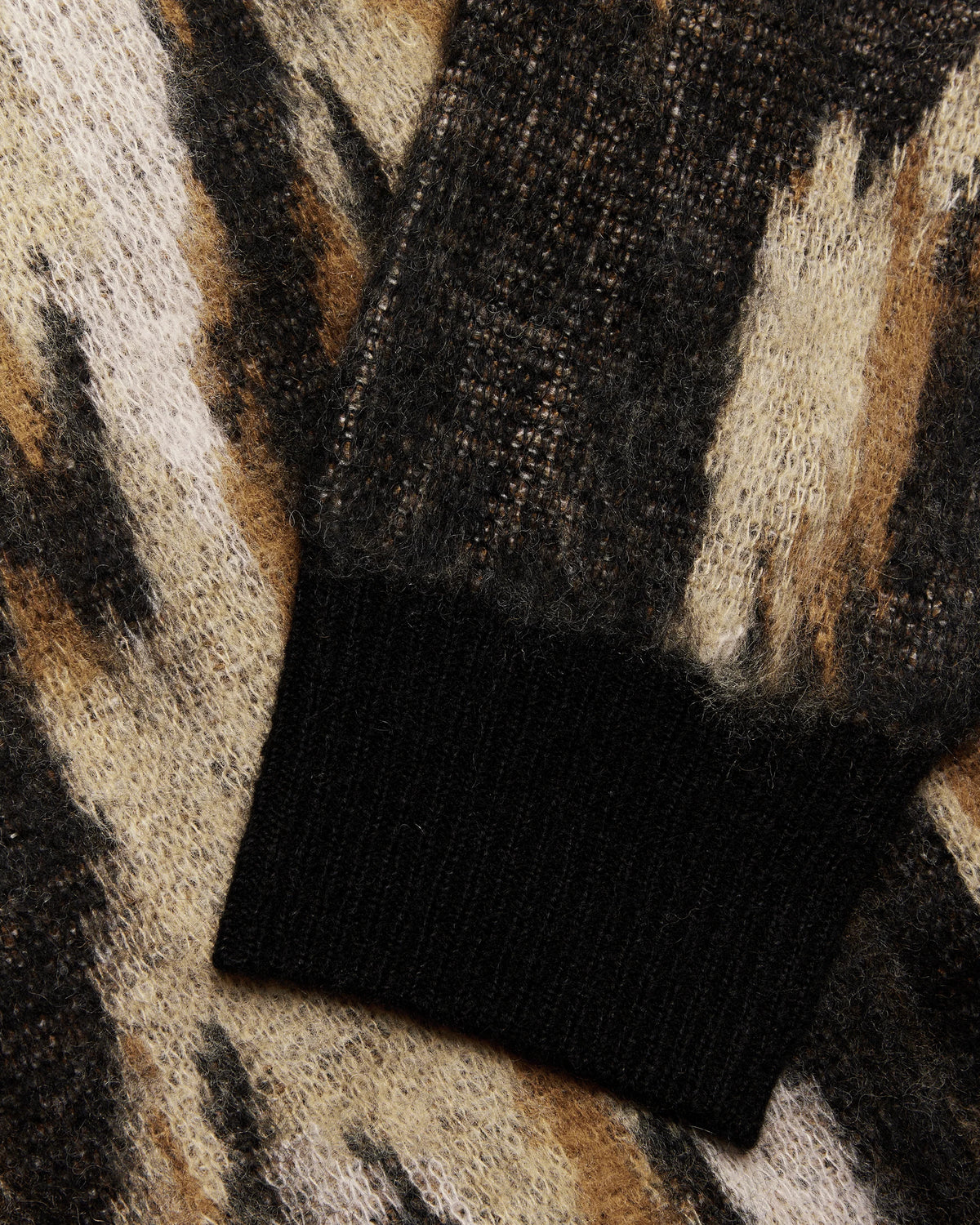 CARDIGAN LOOSE FIT IN MAGLIA SABBIA E NERO