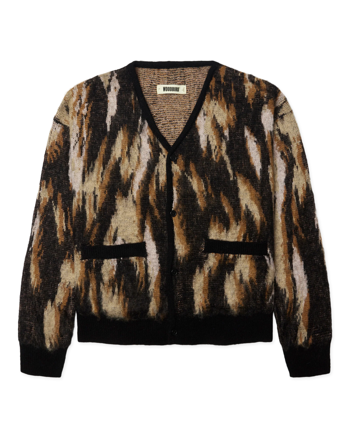 CARDIGAN LOOSE FIT IN MAGLIA SABBIA E NERO