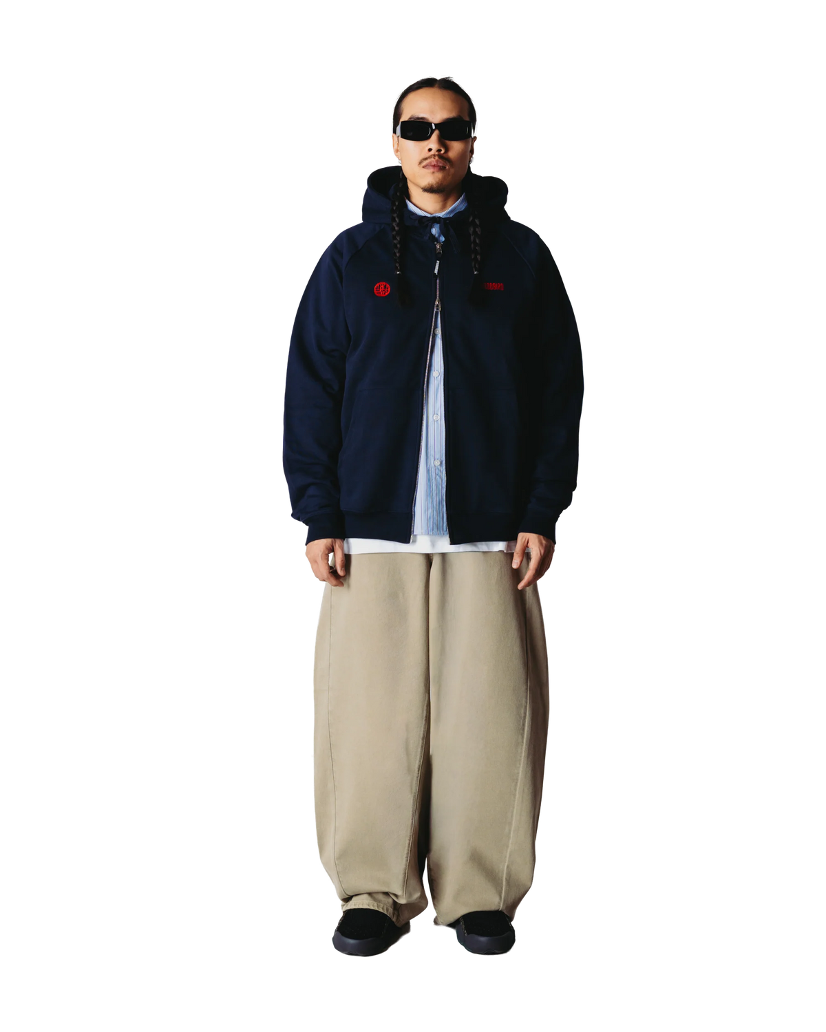 FELPA CON ZIP OVERSIZE FIT IN COTONE BLU SCURO