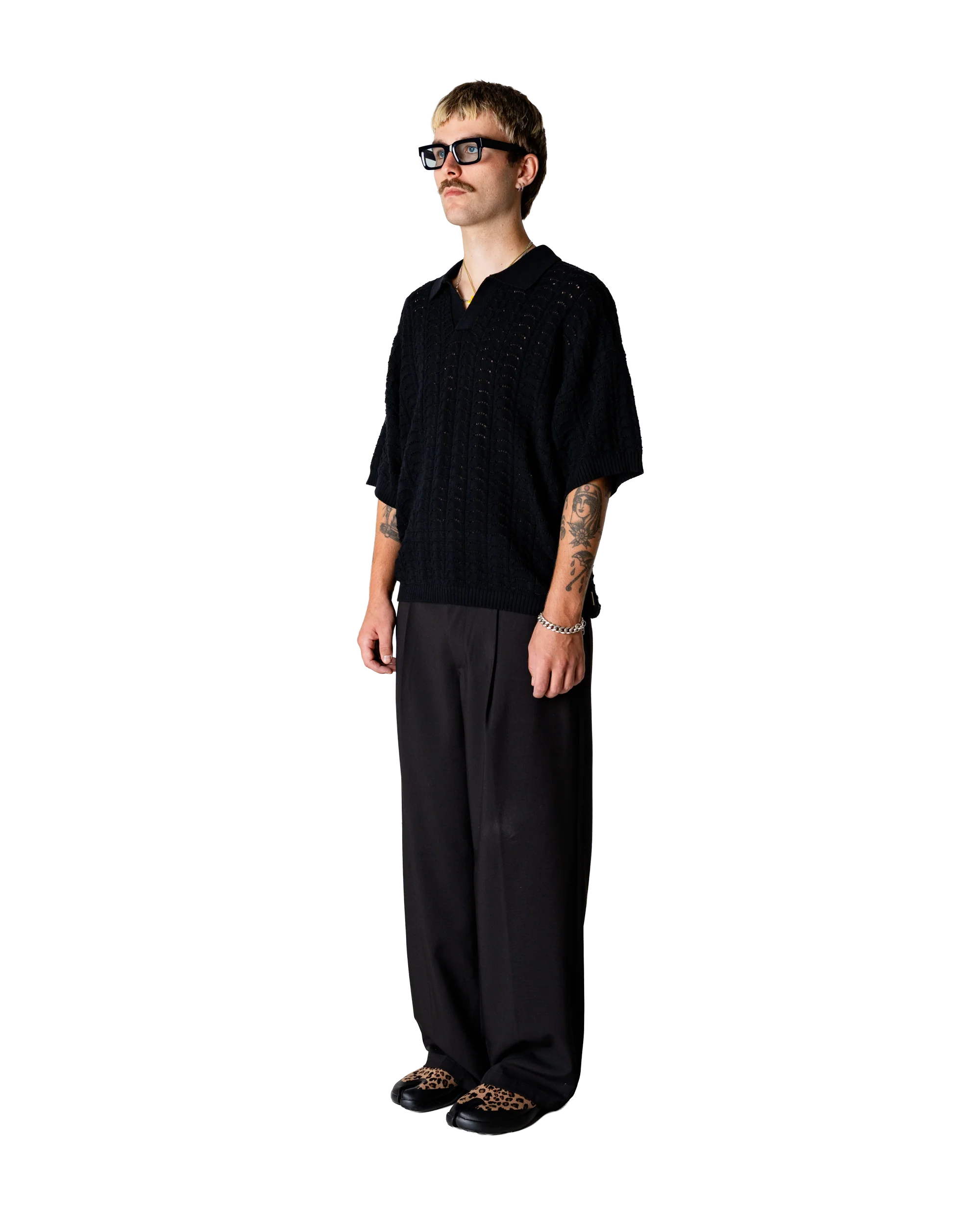POLO LOOSE FIT IN MAGLIA NERO