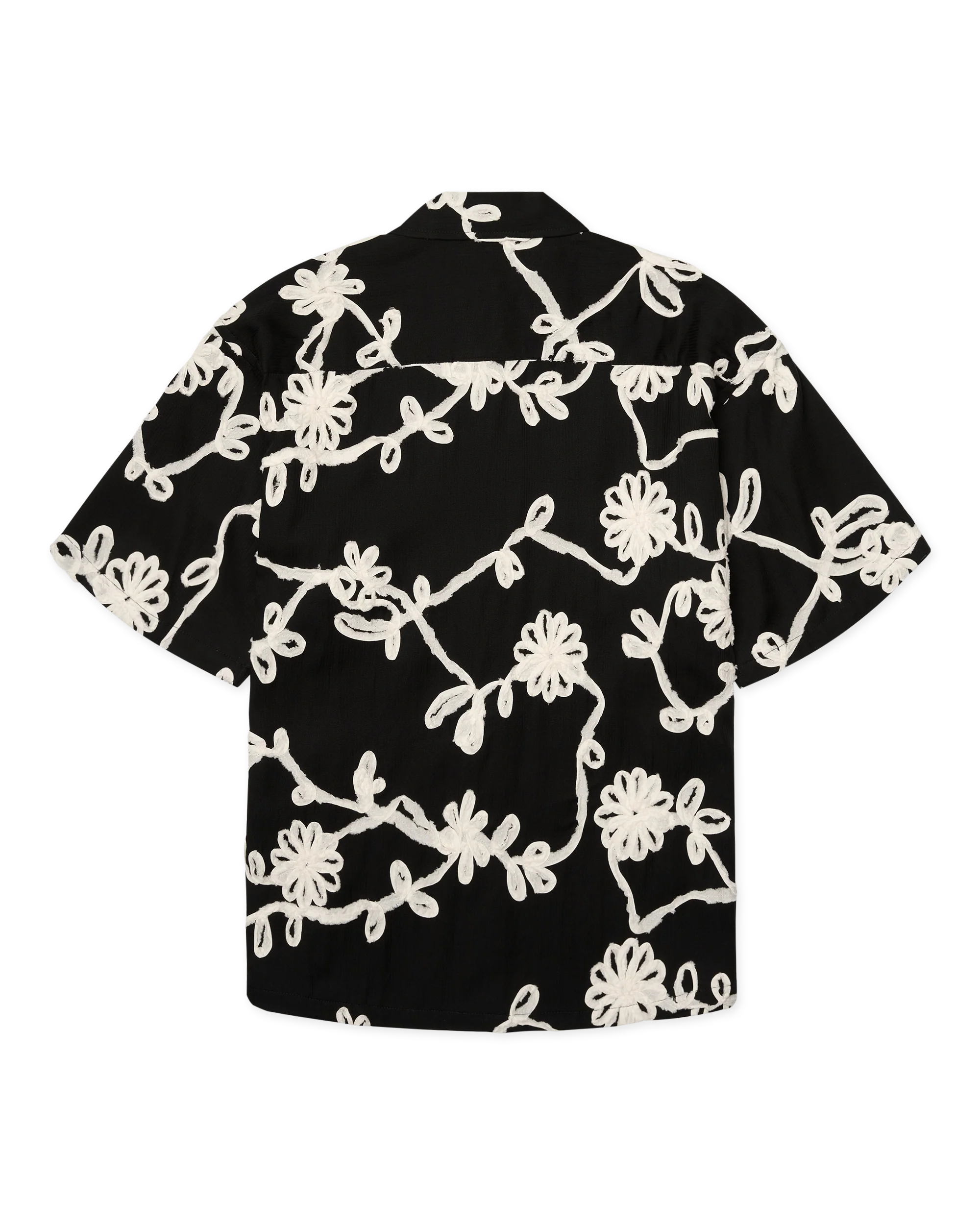 CAMICIA A MANICHE CORTE FLOREALE NERA E BIANCA