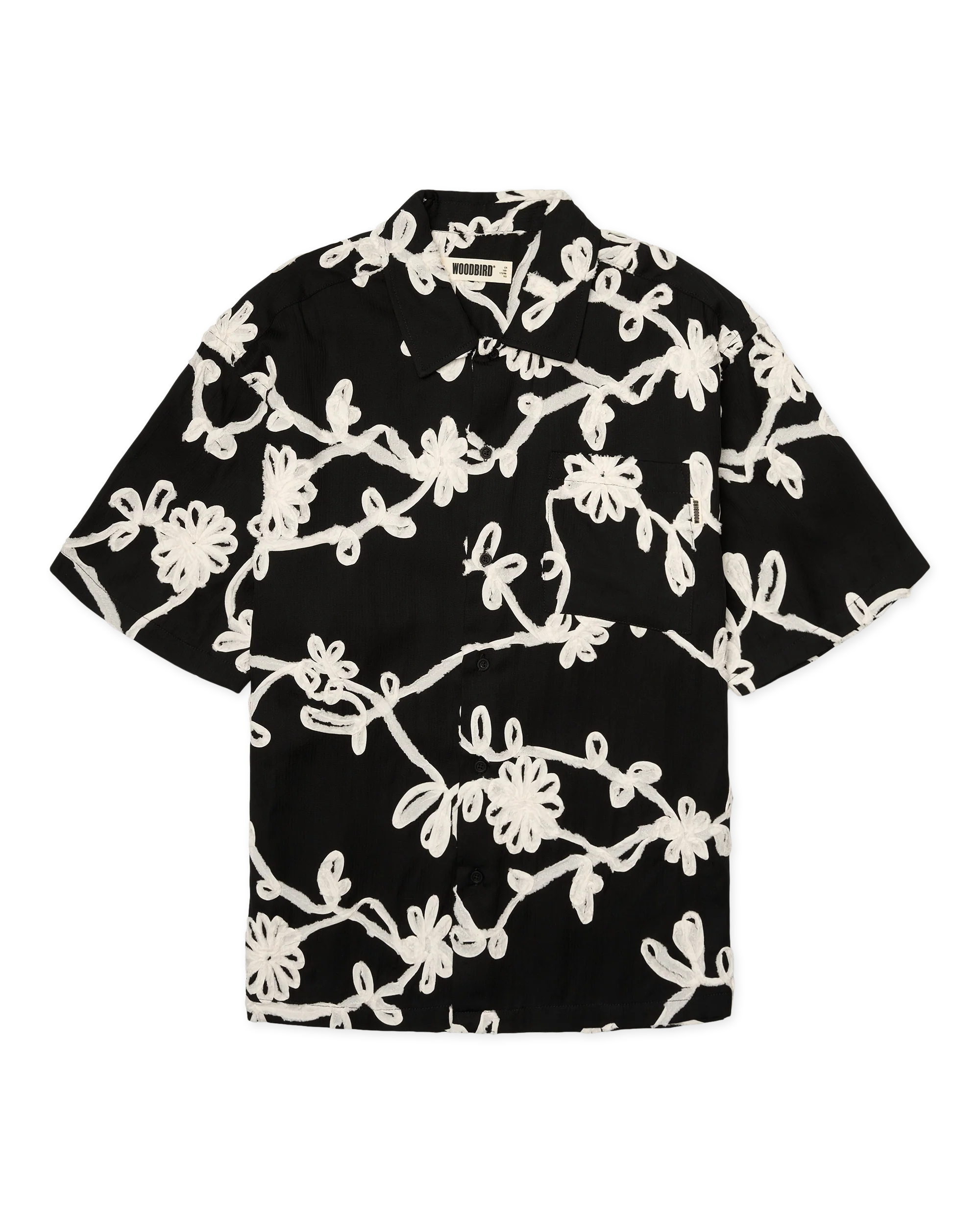 CAMICIA A MANICHE CORTE FLOREALE NERA E BIANCA