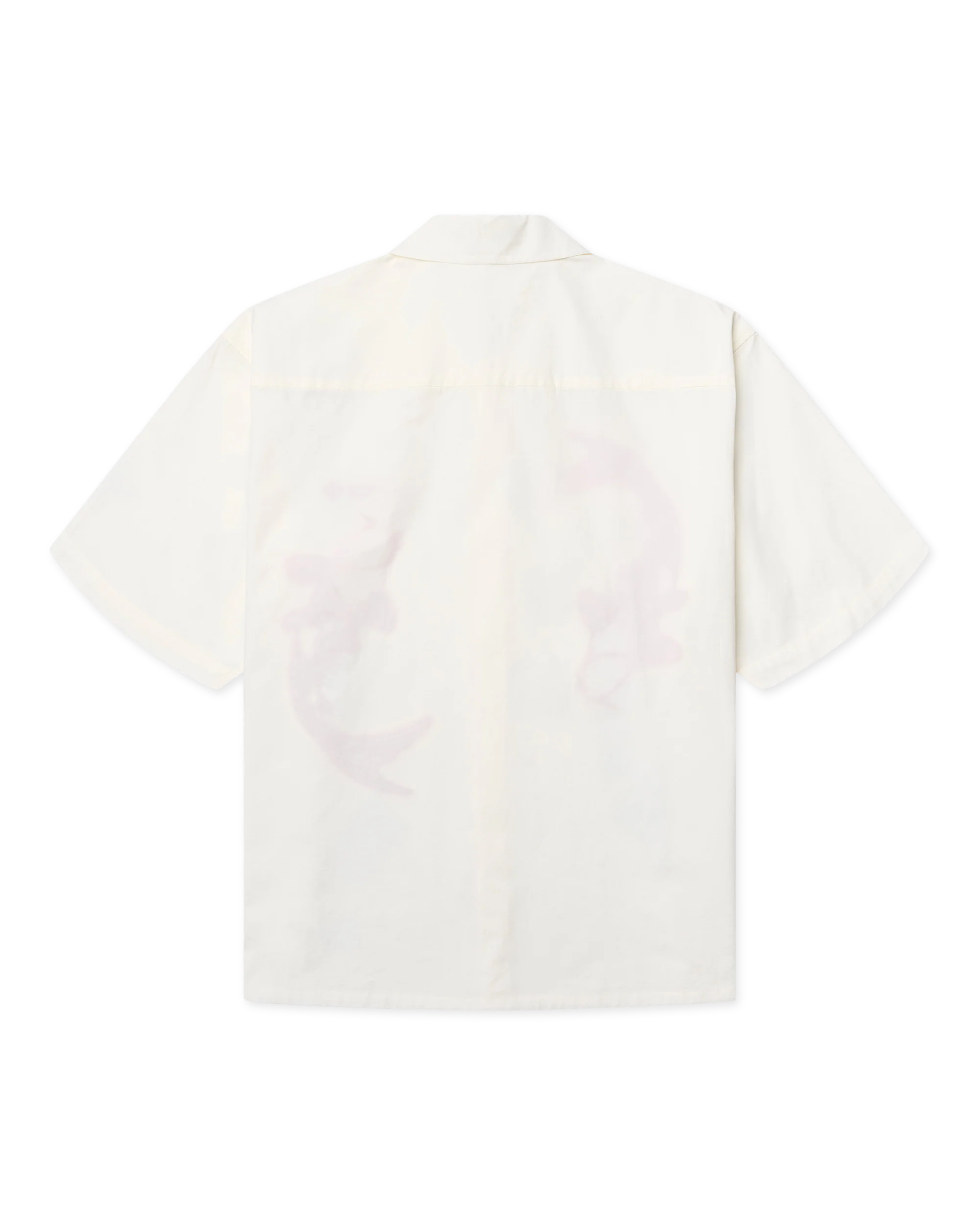 CAMICIA A MANICHE CORTE CARPE KOI IN COTONE OFF WHITE