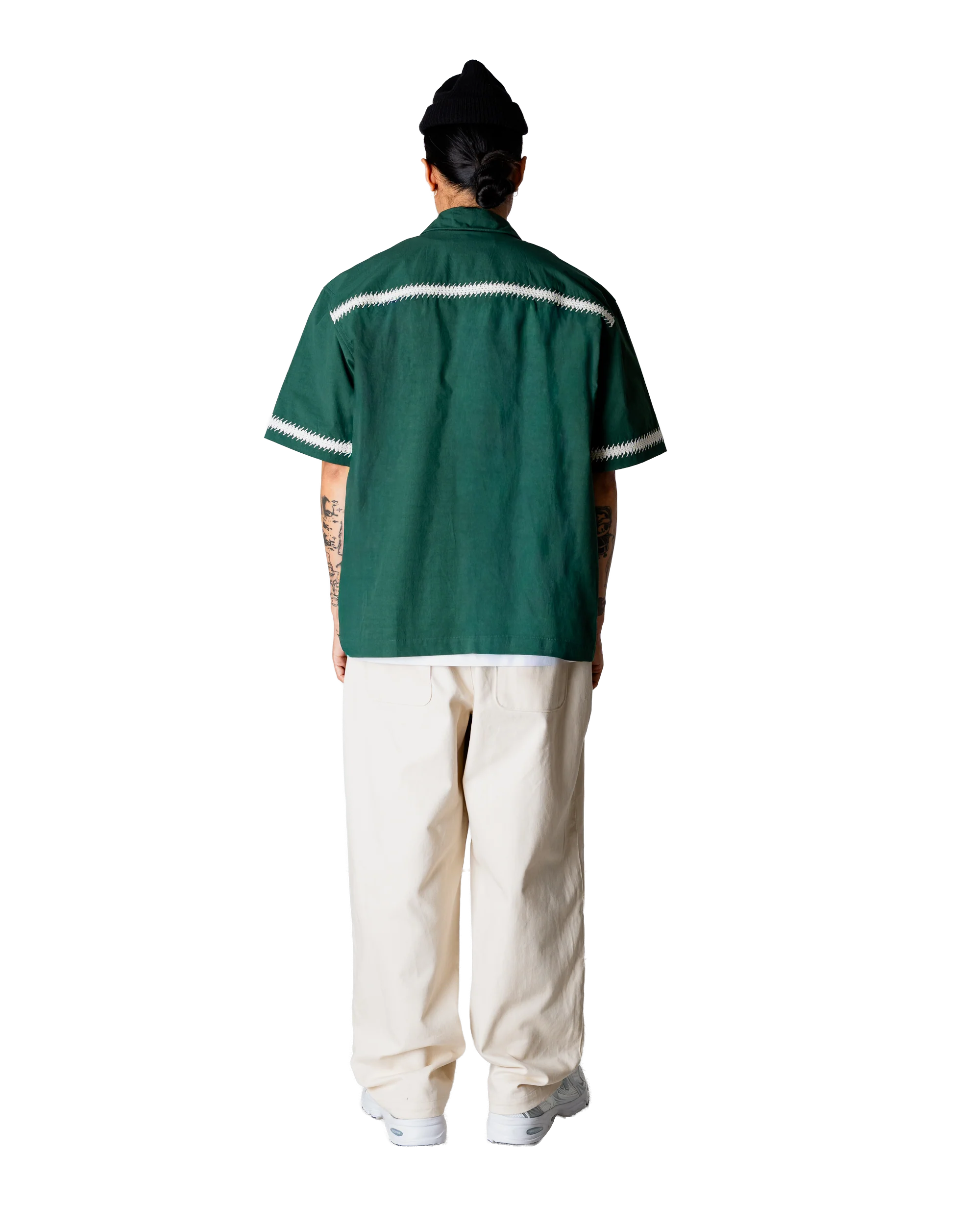 CAMICIA A MANICHE CORTE IN COTONE VERDE PINO