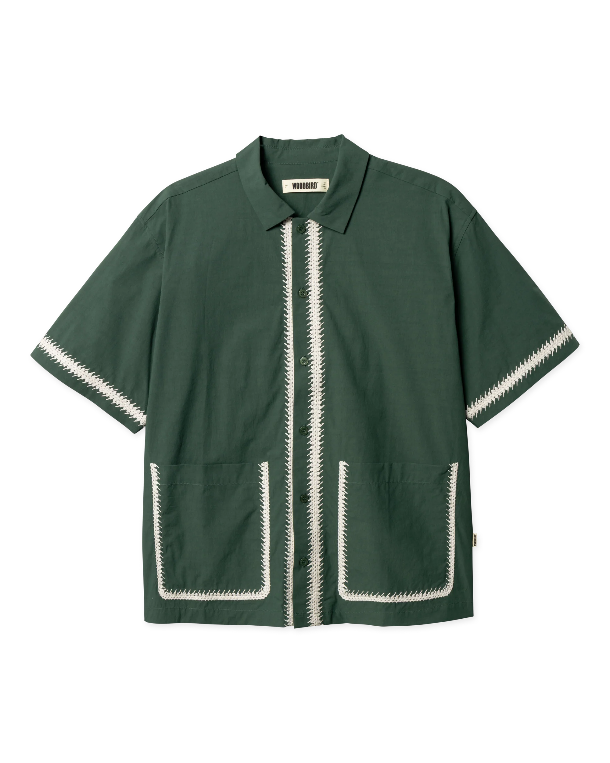 CAMICIA A MANICHE CORTE IN COTONE VERDE PINO