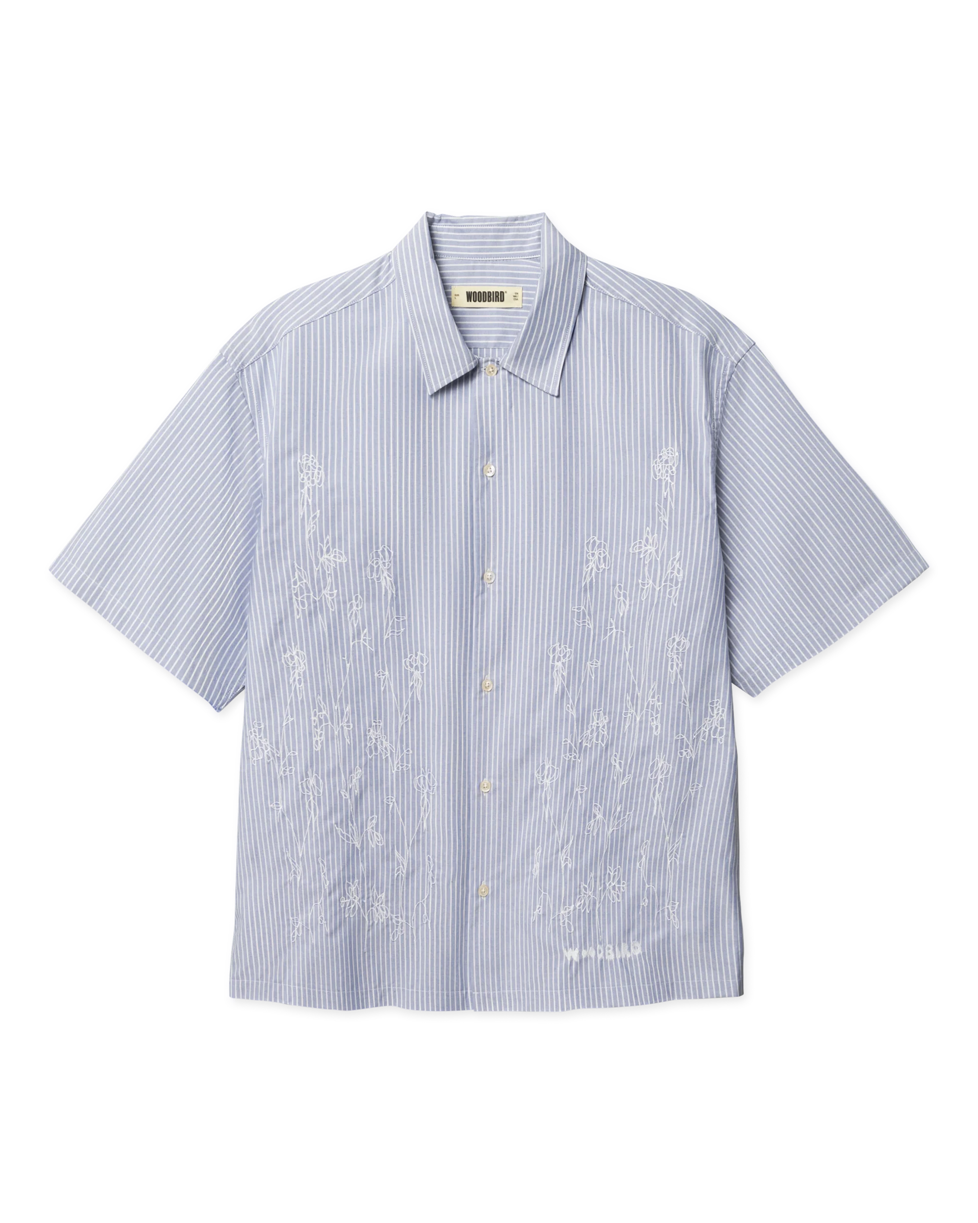 CAMICIA A MANICHE CORTE LOOSE FIT IN COTONE BLU CHIARO