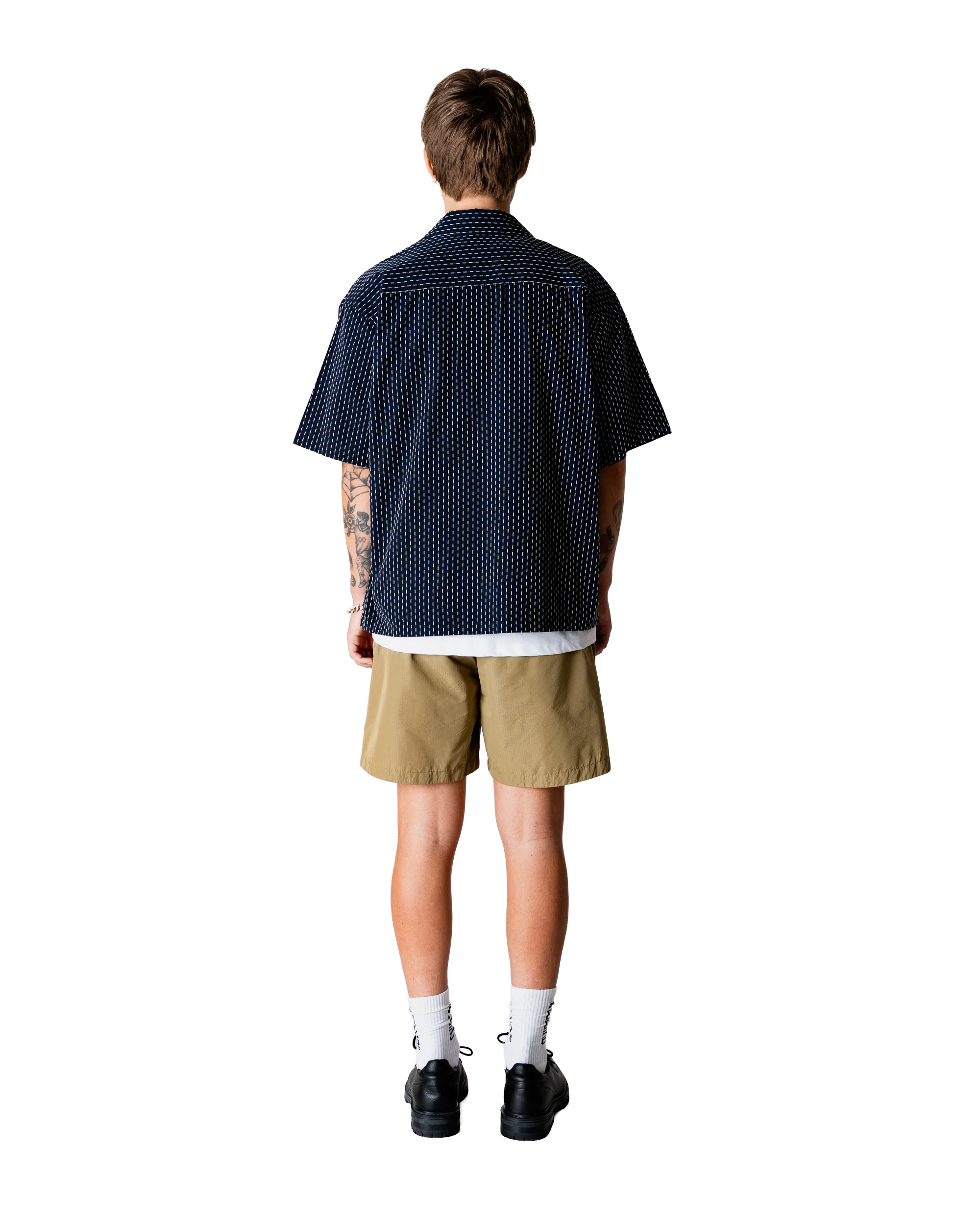 CAMICIA A MANICHE CORTE IN COTONE NAVY SCURO