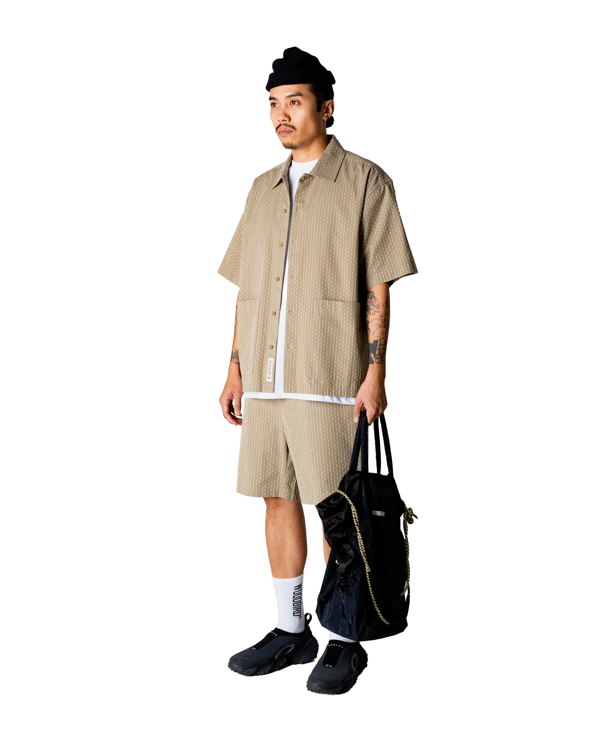 CAMICIA A MANICHE CORTE IN COTONE STONE