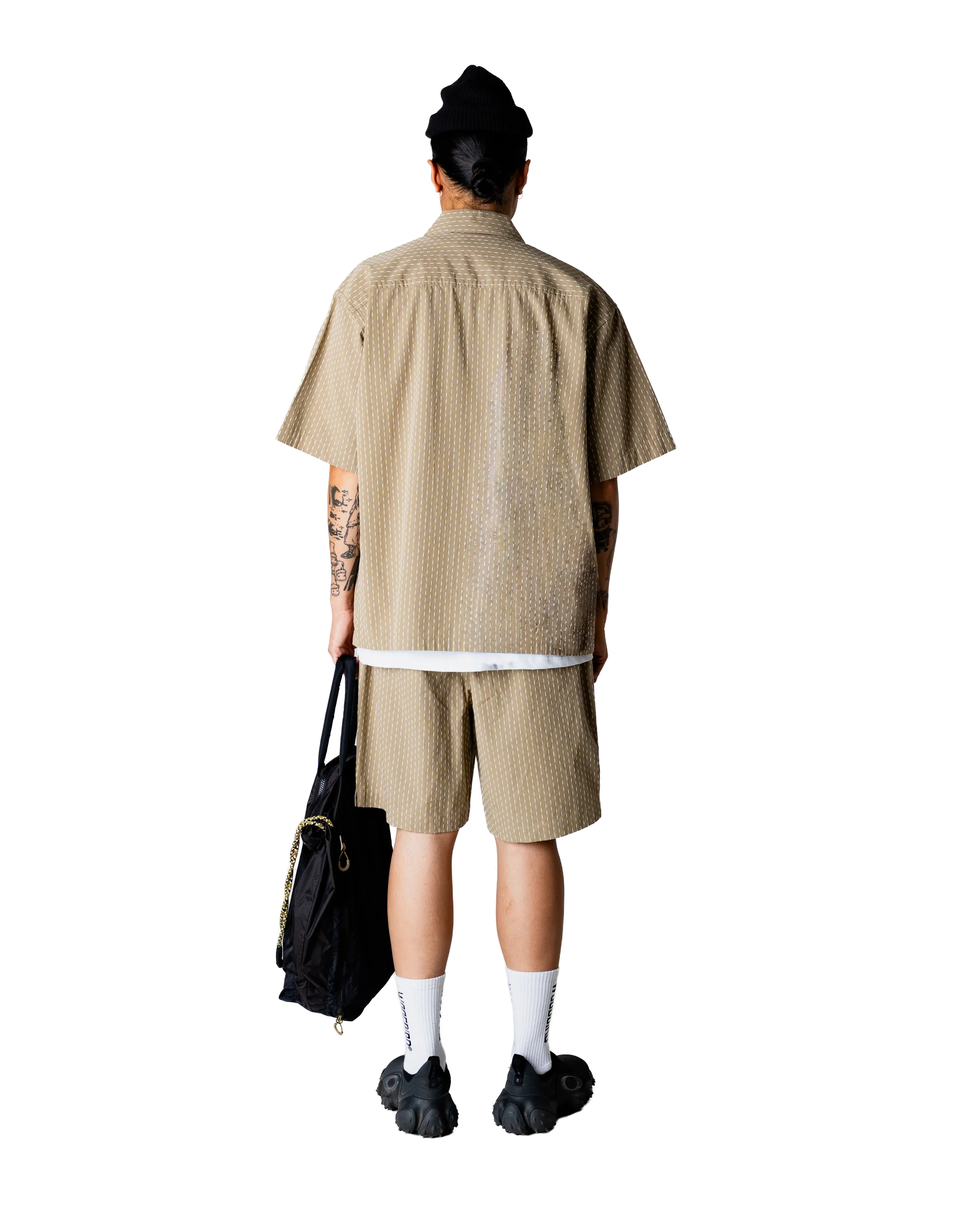 CAMICIA A MANICHE CORTE IN COTONE STONE