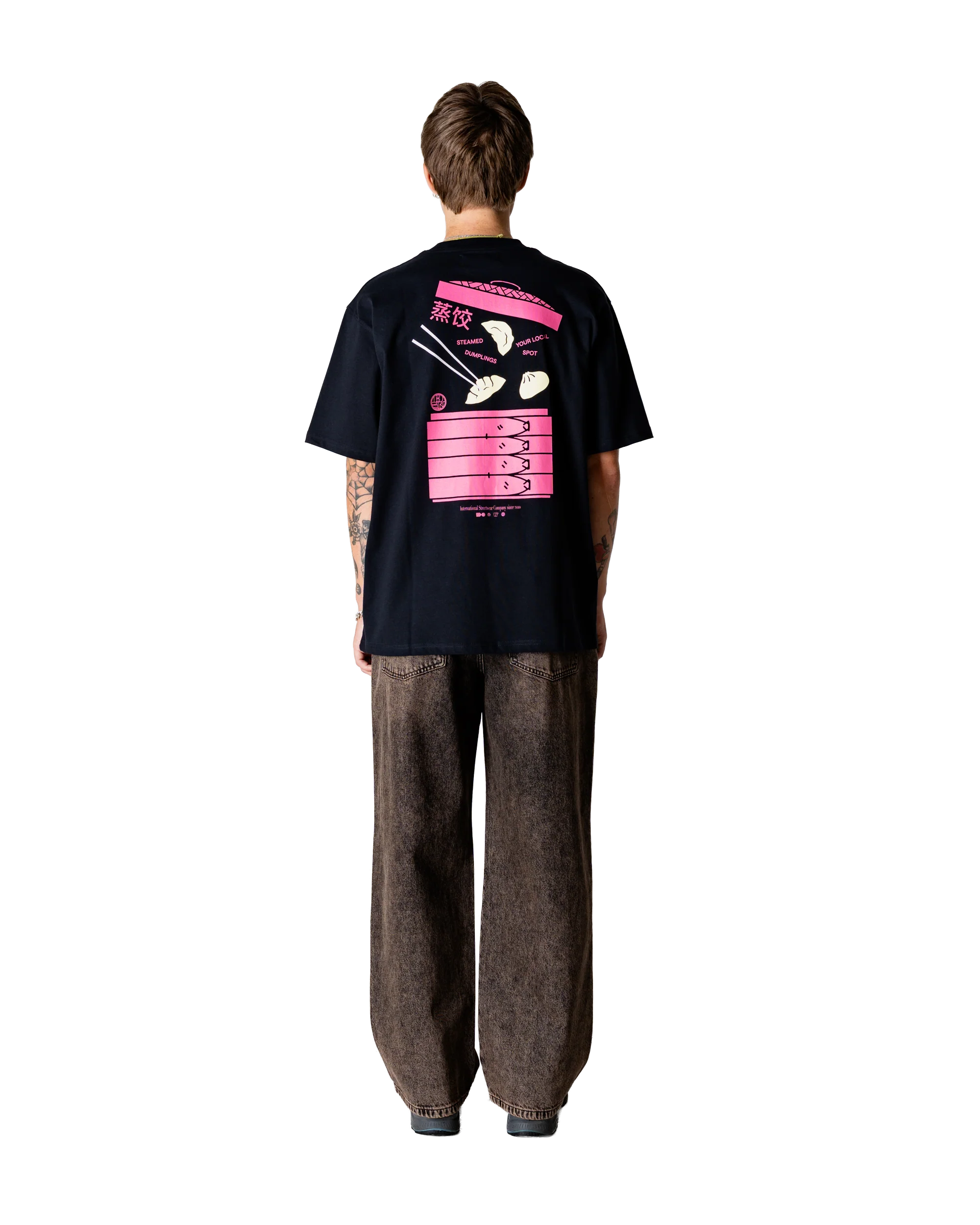 JEANS BAGGY FIT IN COTONE MARRONE WASHED