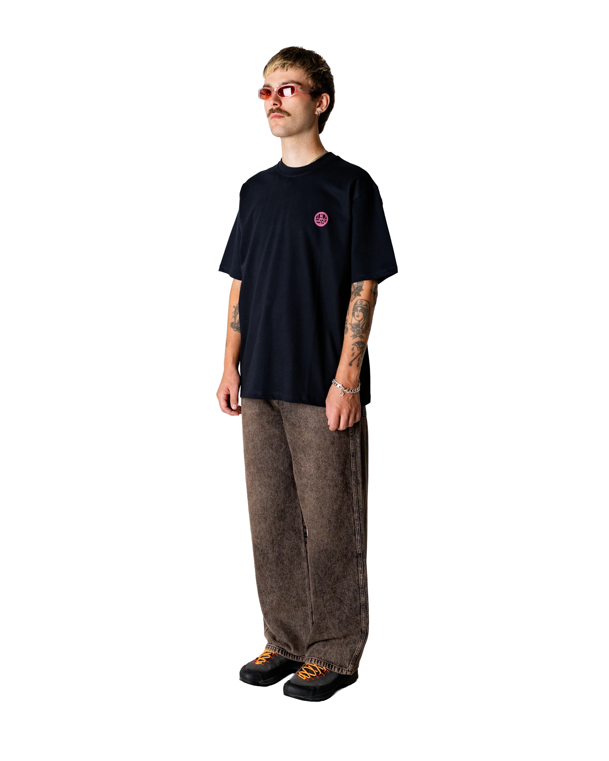 JEANS BAGGY FIT IN COTONE MARRONE WASHED