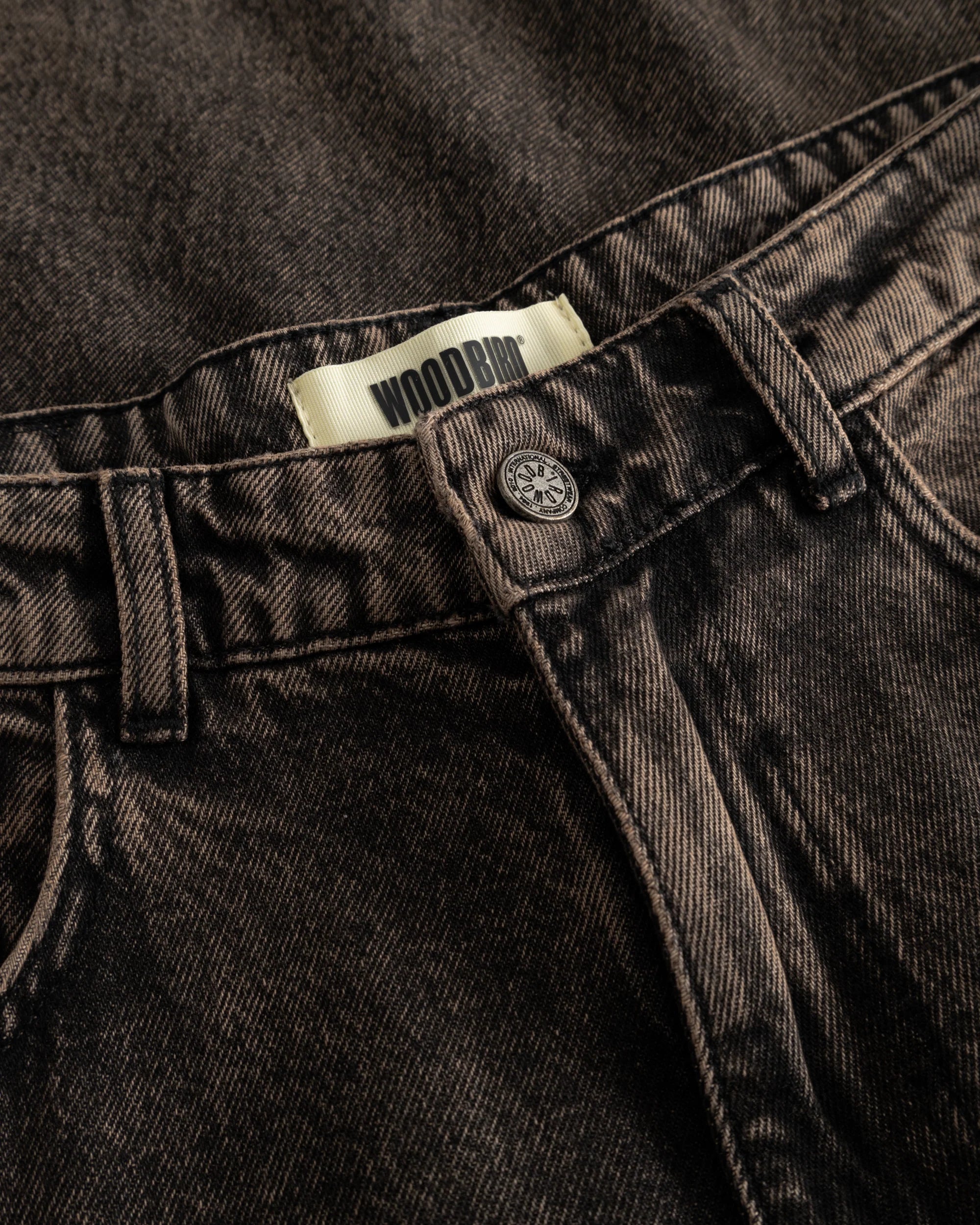 JEANS BAGGY FIT IN COTONE MARRONE WASHED