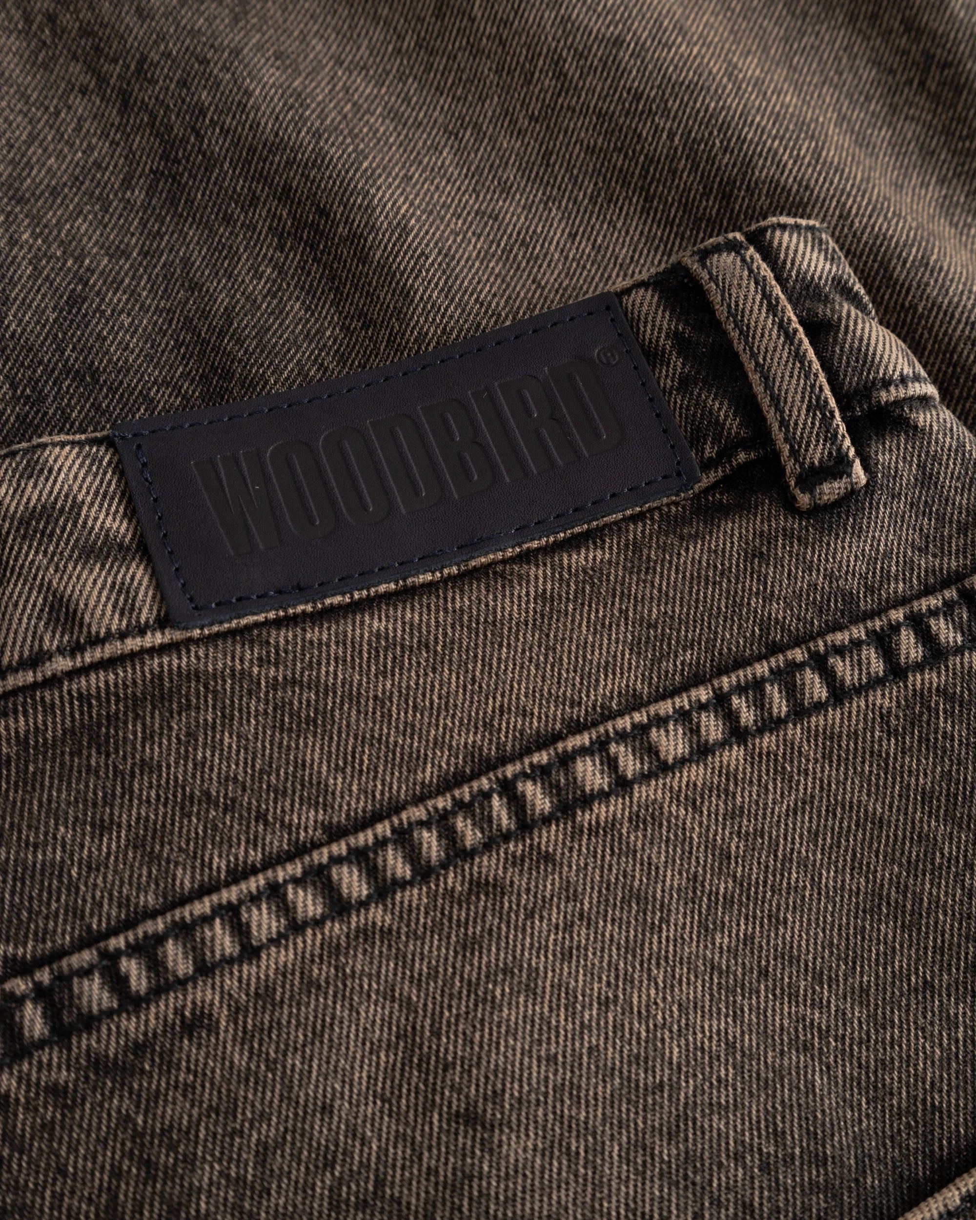 JEANS BAGGY FIT IN COTONE MARRONE WASHED
