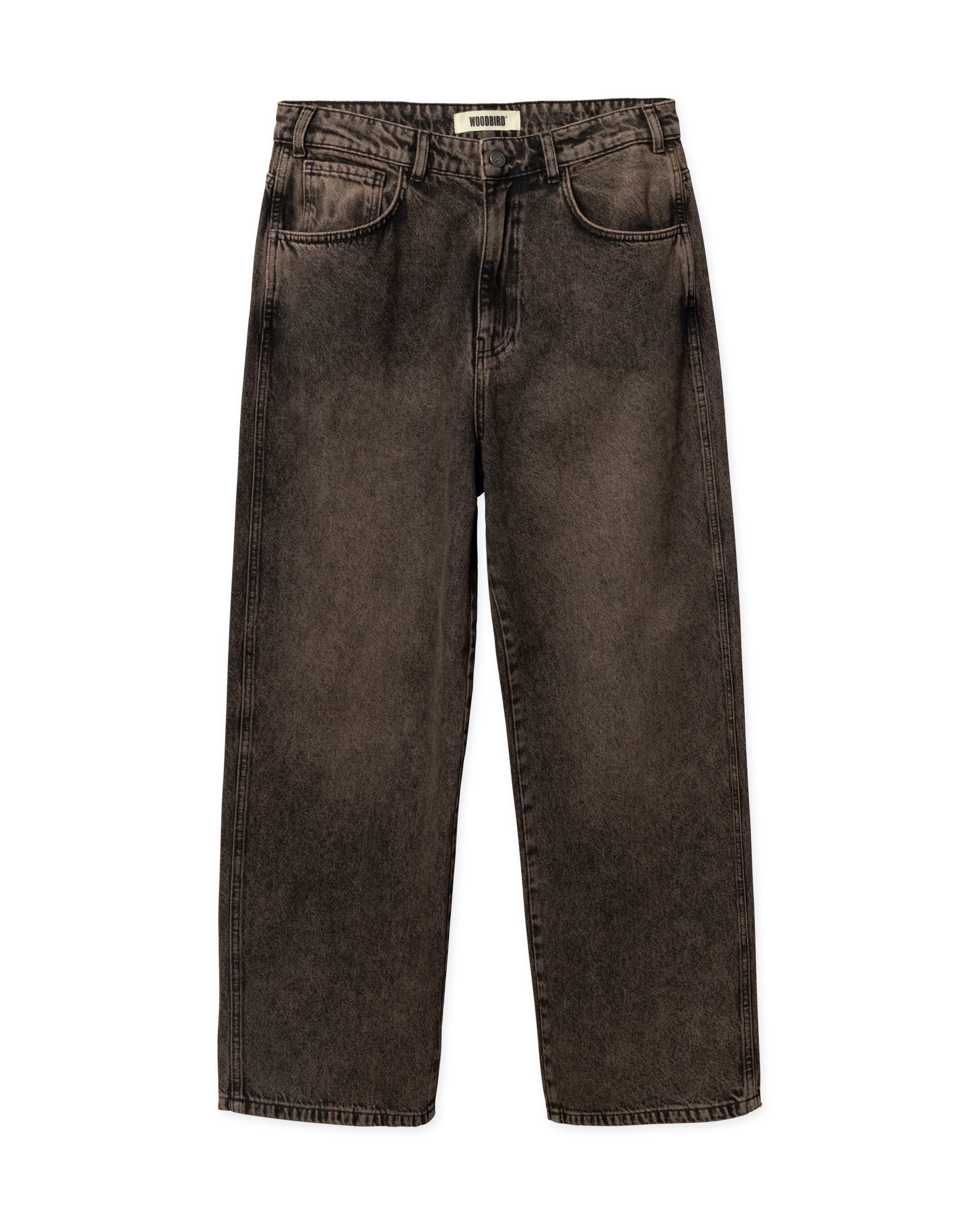 JEANS BAGGY FIT IN COTONE MARRONE WASHED