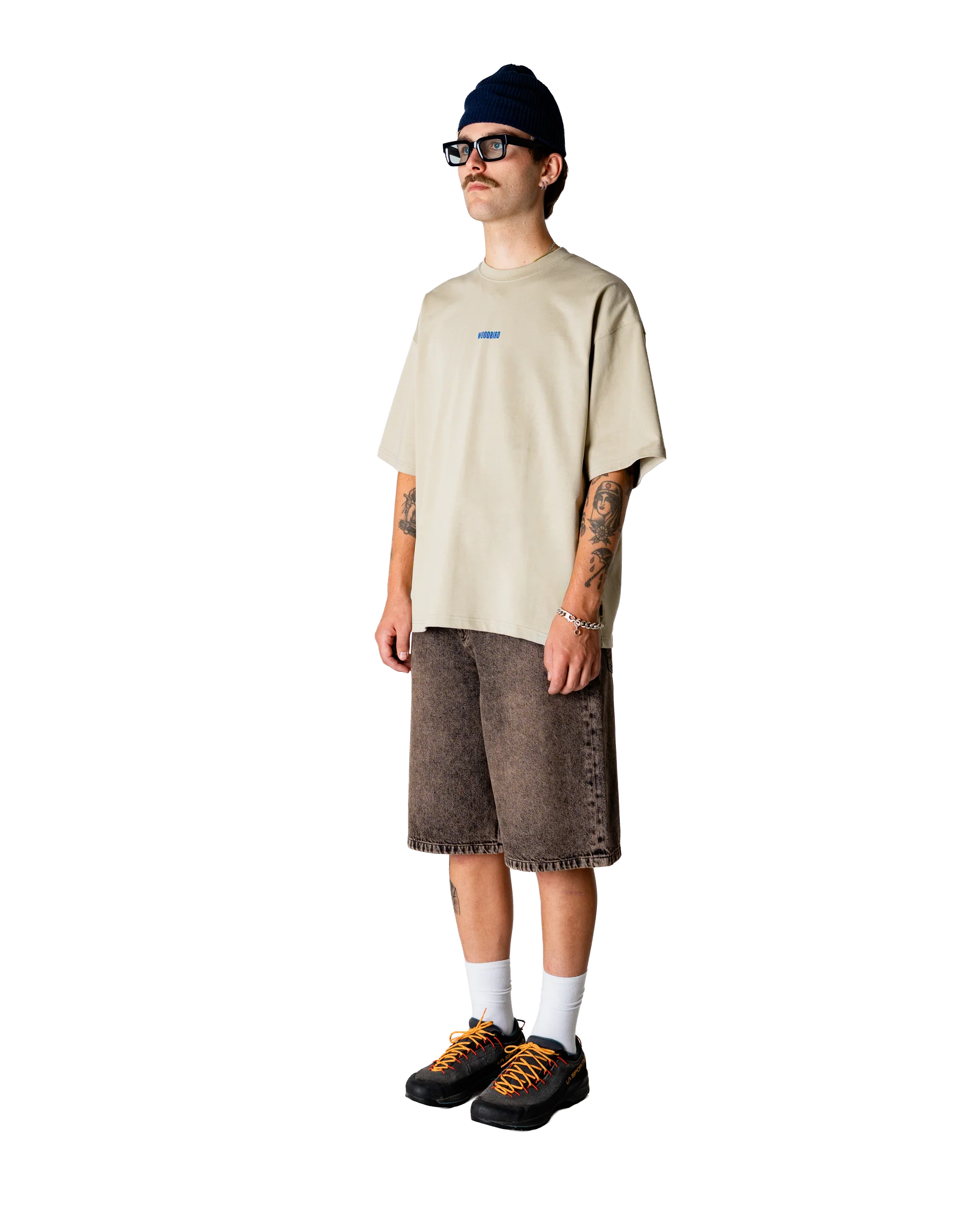 SHORTS BAGGY FIT IN COTONE MARRONE WASHED