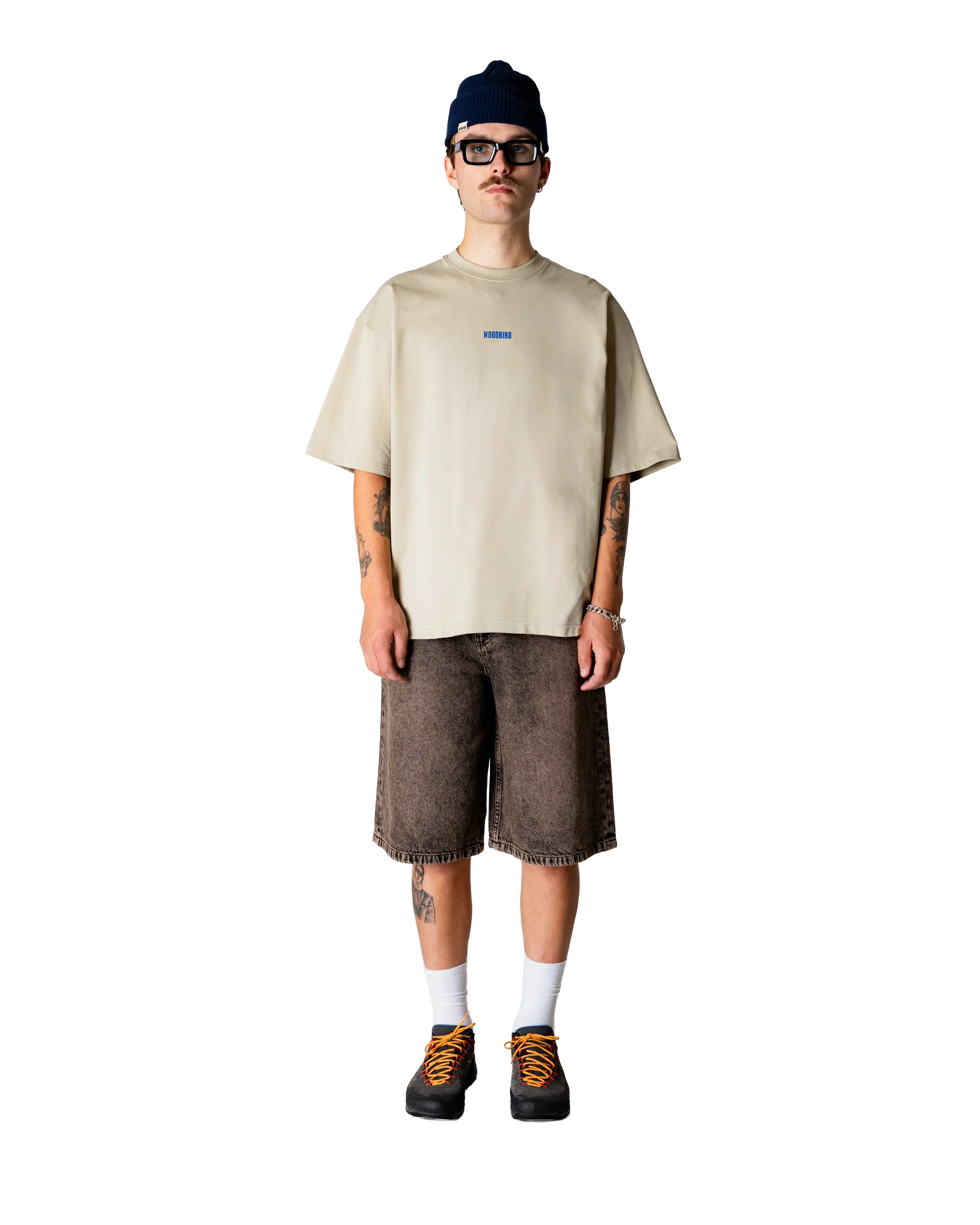 SHORTS BAGGY FIT IN COTONE MARRONE WASHED
