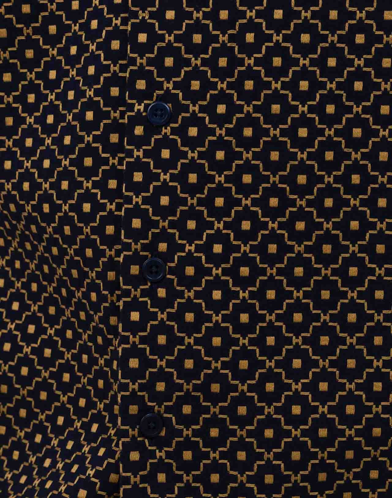 CAMICIA A MANICHE CORTE ALOHA NEZA NERA E ORO