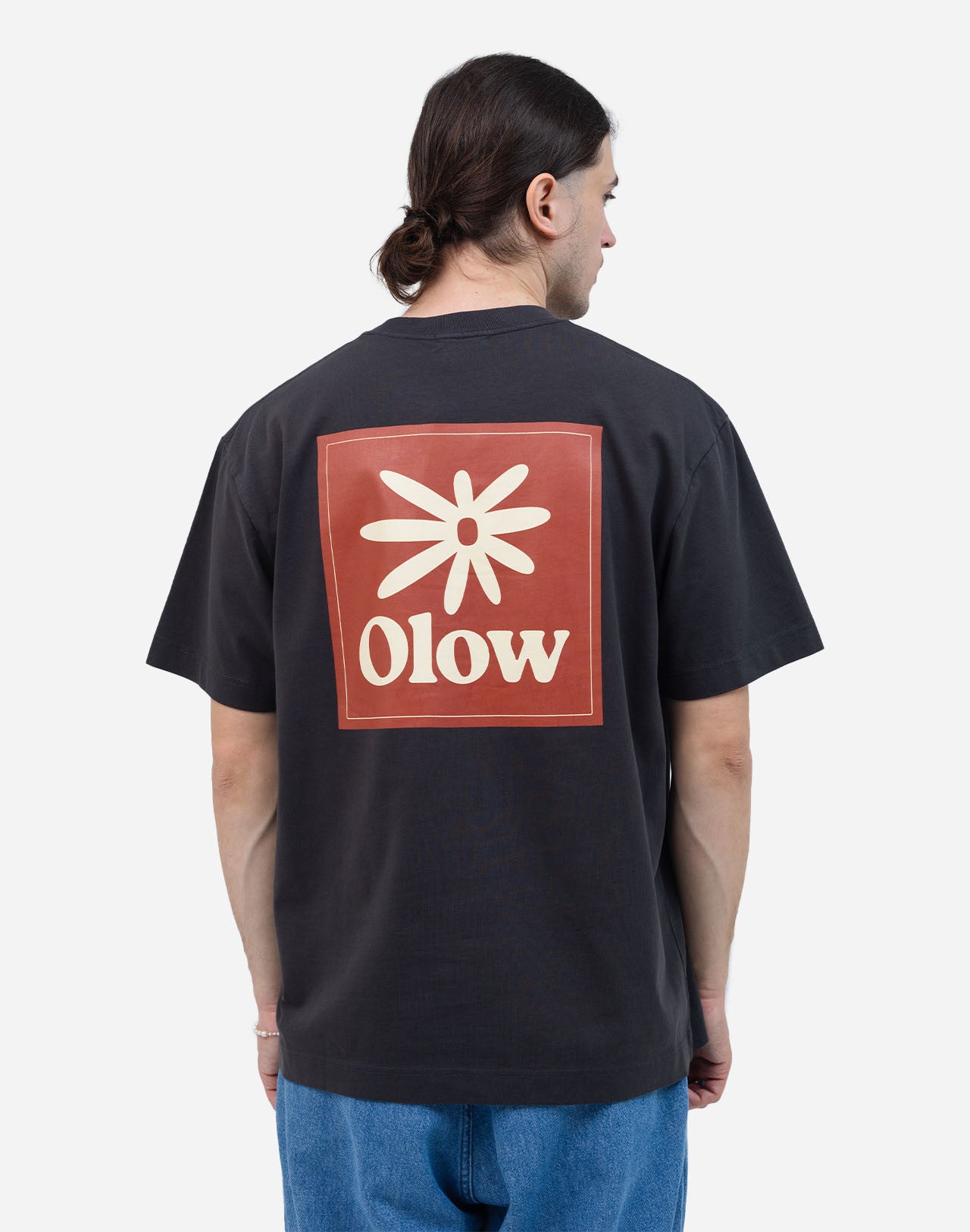 T-SHIRT FLOWER IN COTONE NERO CARBONE
